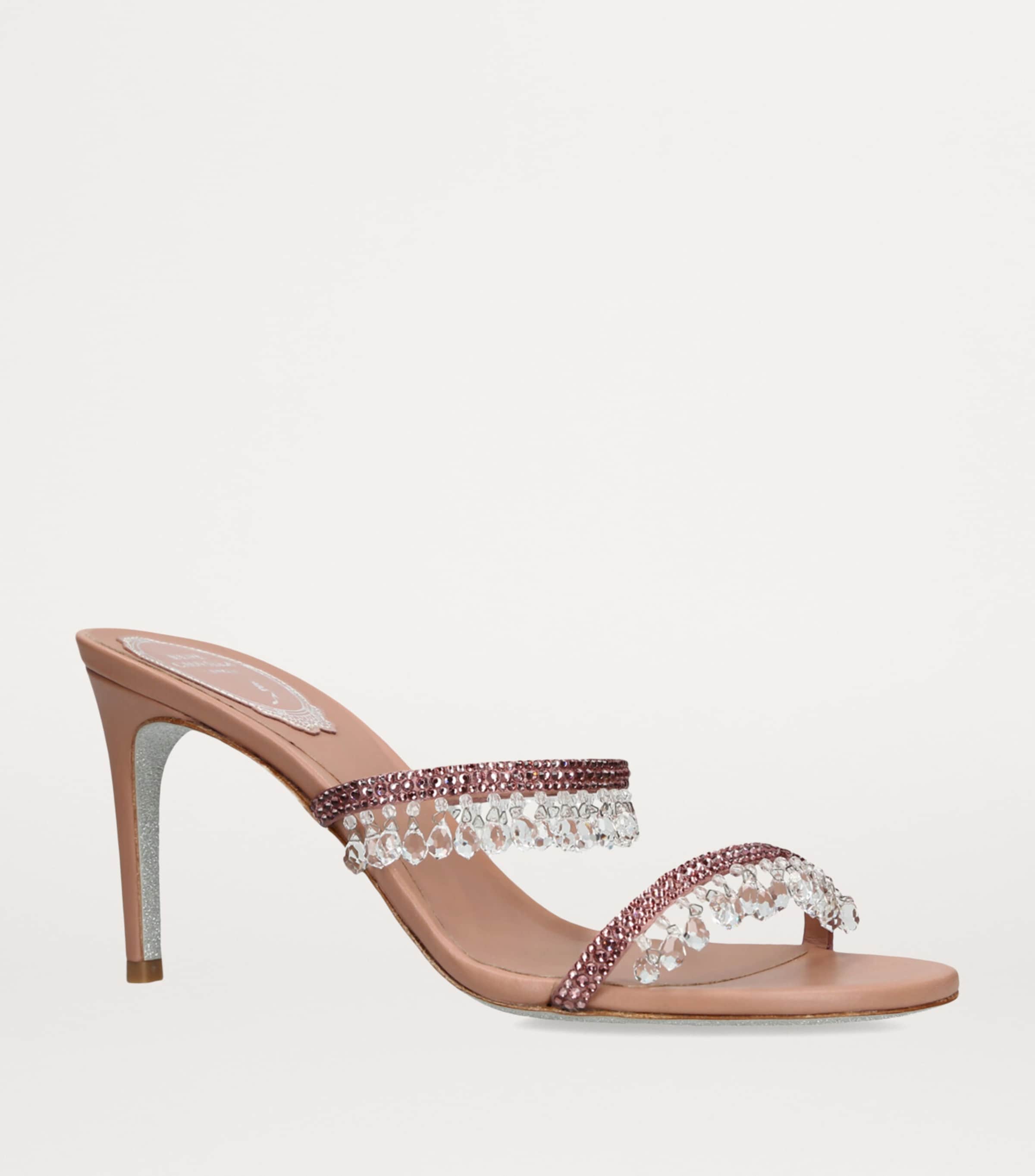 Satin Chandelier Heeled Mules 80 PALE PINK Image 3