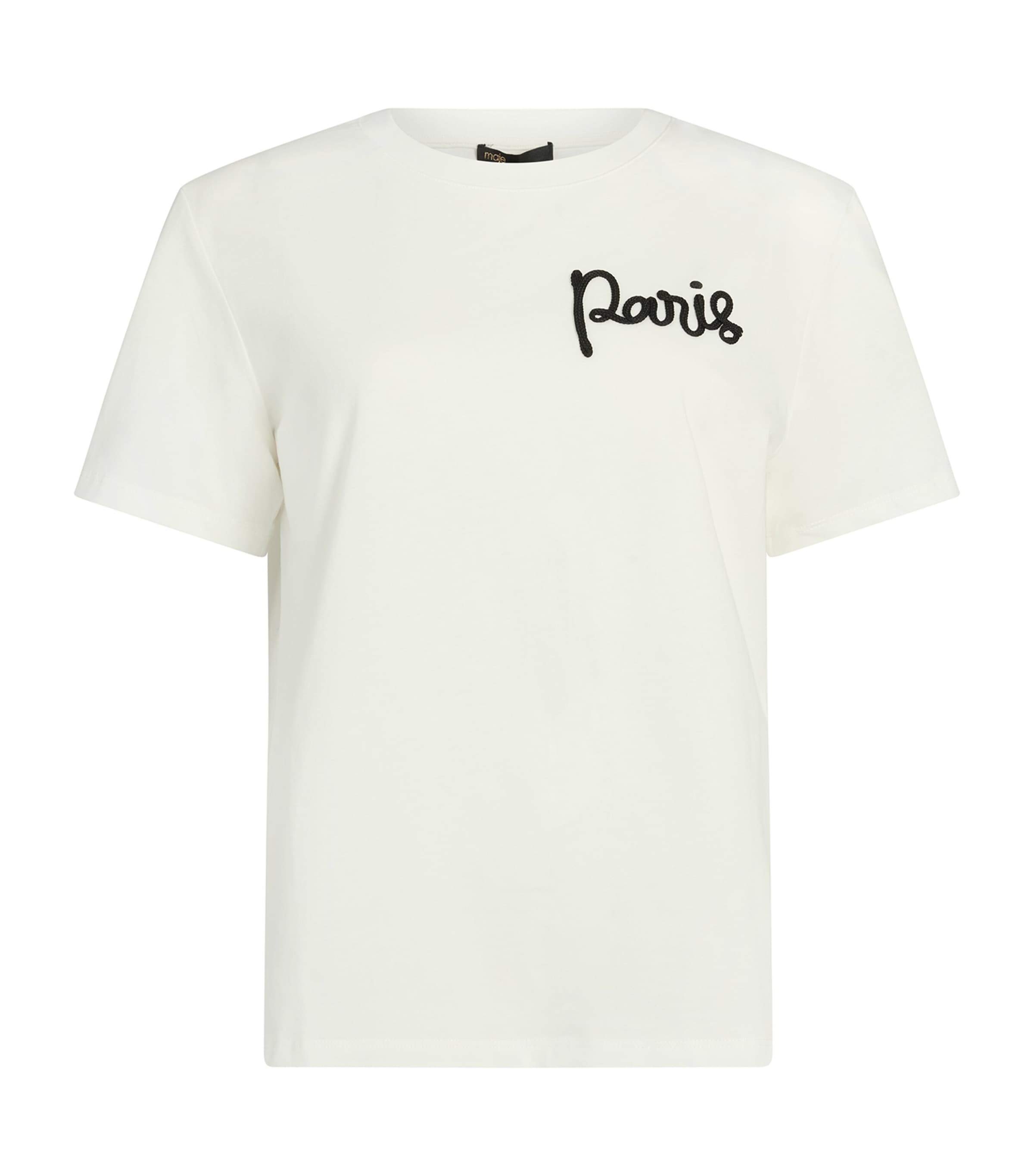 Maje Womens White Paris-embroidered Regular-fit Cotton-jersey T-shirt In White