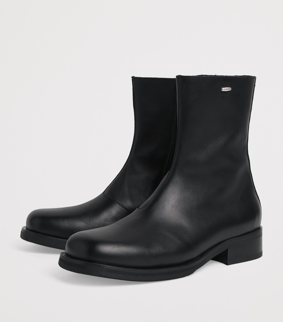 Leather Camion Ankle Boots BLACK Image 3