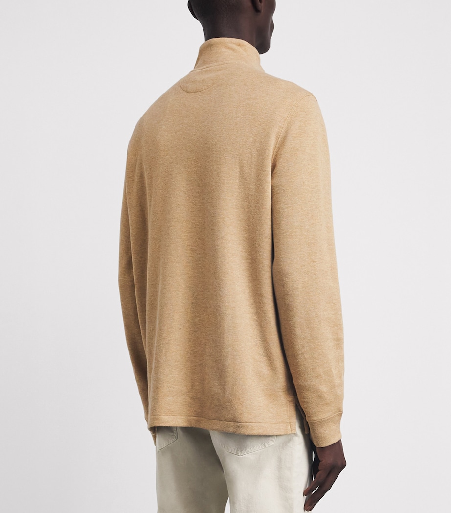 Polo Ralph Lauren Mens Estate-Rib Quarter-Zip Sweater Cafe Tan Heather Image 5