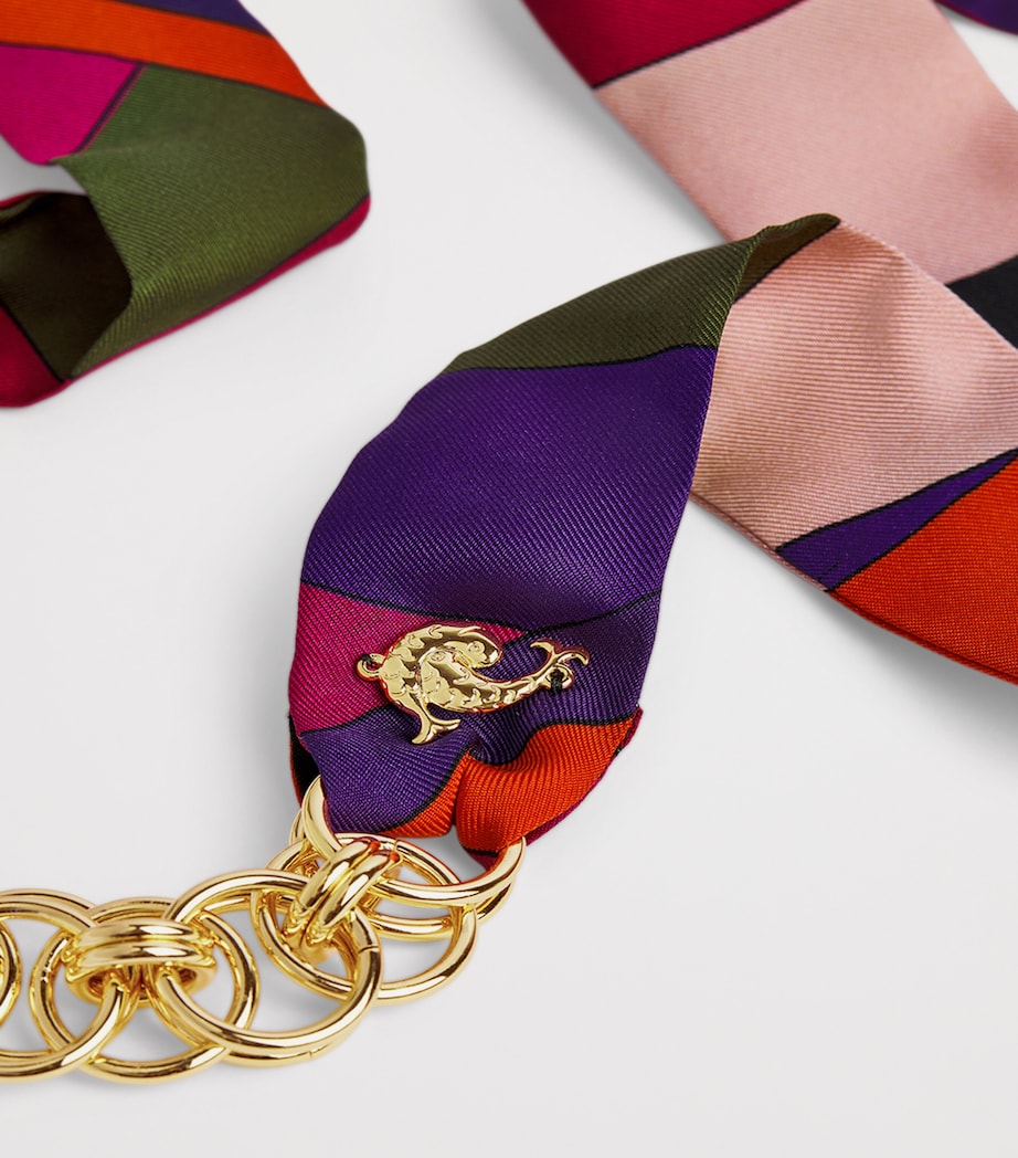 Silk Iride Print Scarf Necklace N01 Image 6