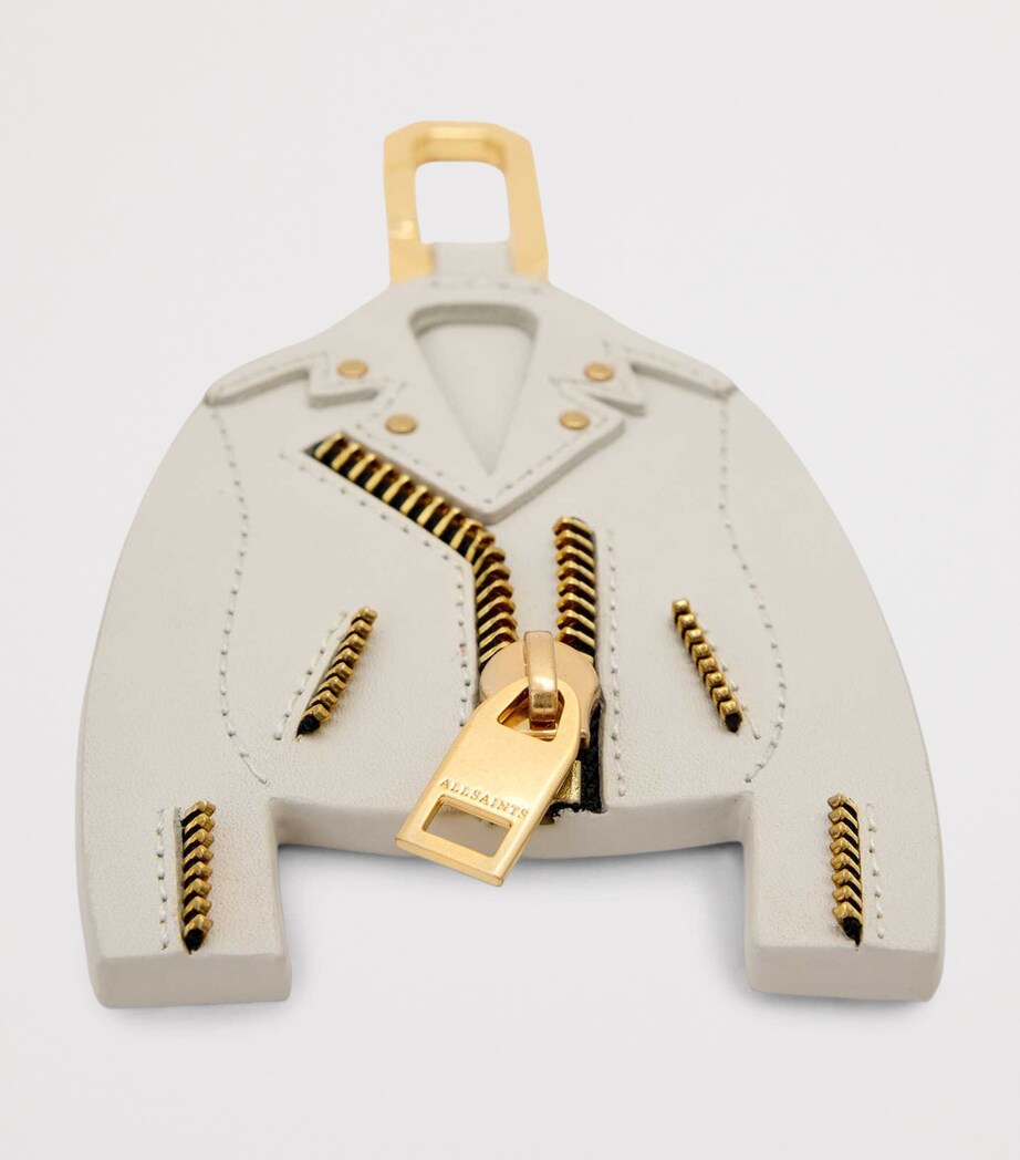 Leather Dalby Jacket Keyring IVORY WHITE/GOLD Image 2