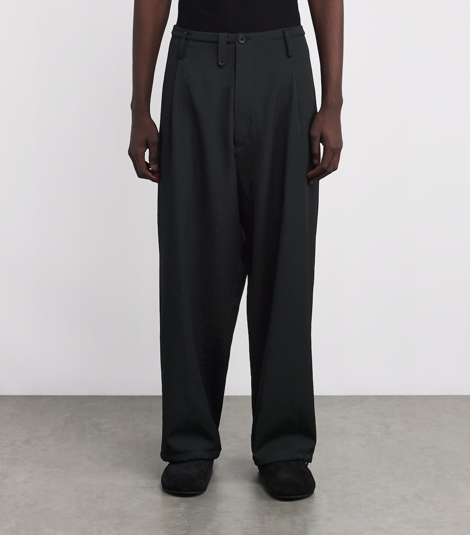 Wool String-Pleated Trousers BLACK 2 Image 3