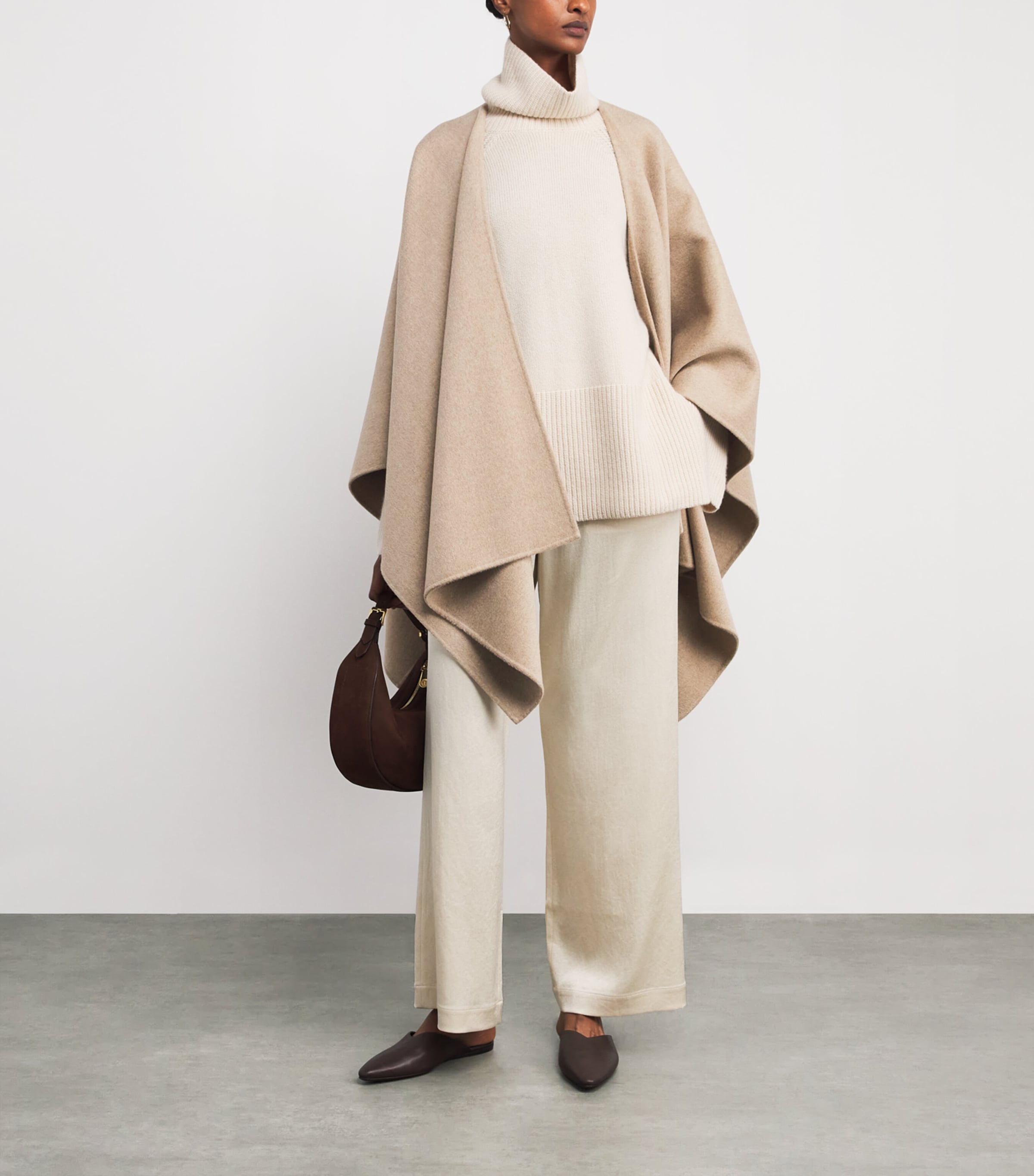 Joseph Womens Wool-Cashmere Cassidy Cape Powder Melange Image 2