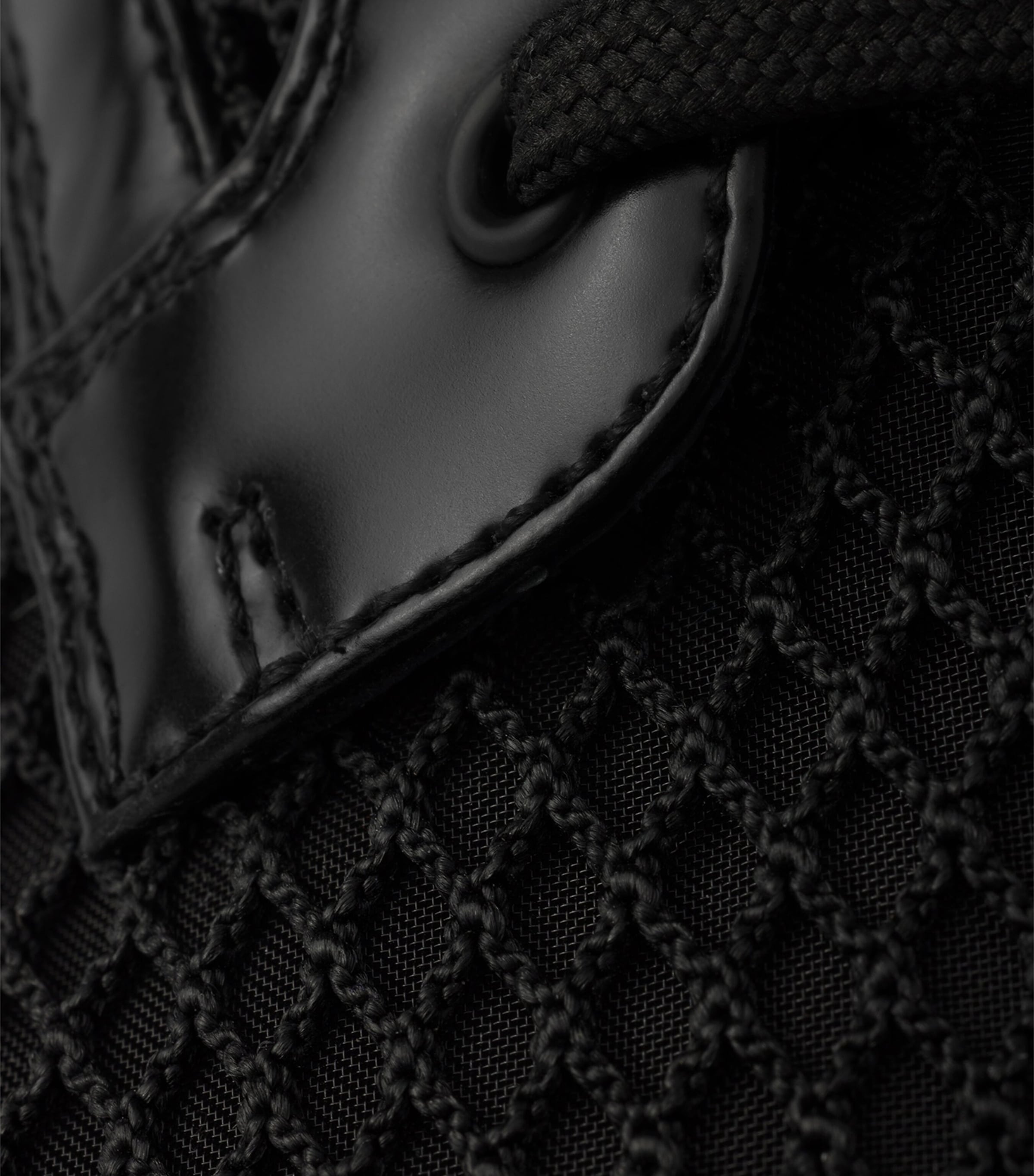 Mesh and Leather Monolith Boots with Pouch F0002 Image 5