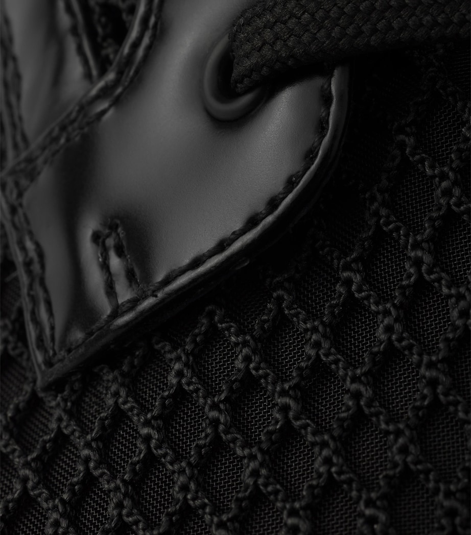 Mesh and Leather Monolith Boots with Pouch F0002 Image 5