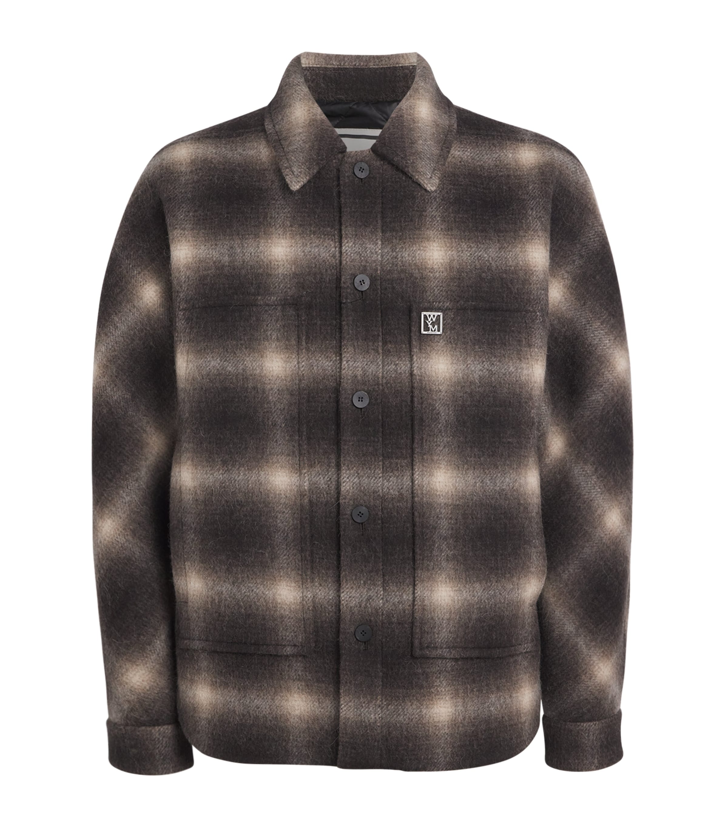 Wool-Alpaca Check Shacket MUD Image 1