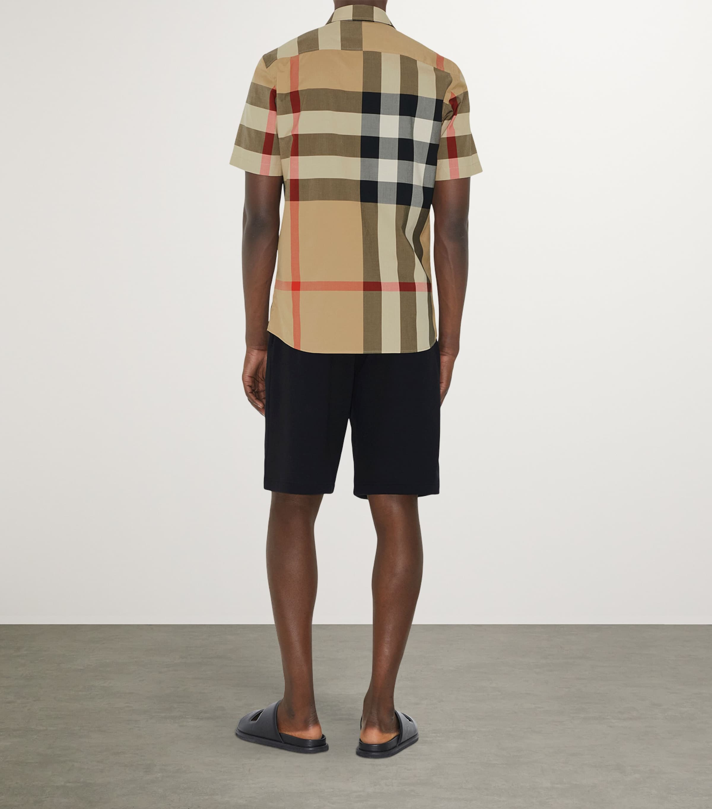 Cotton Enlarged-Check Short-Sleeve Shirt ARCHIVE BEIGE IP CHK Image 4