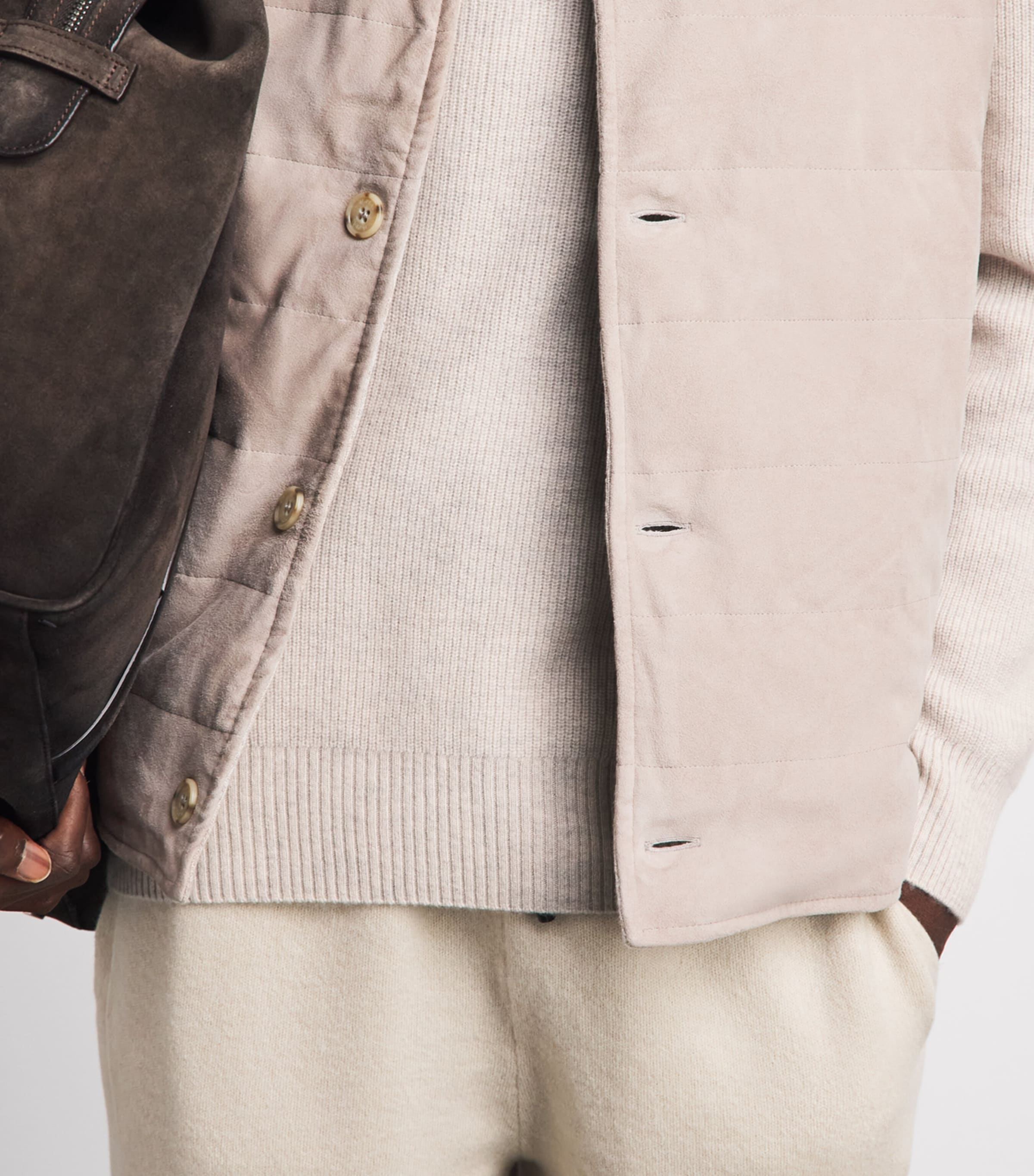 N.Peal Mens Organic Cashmere Sweater Pebble Greyorg Image 3