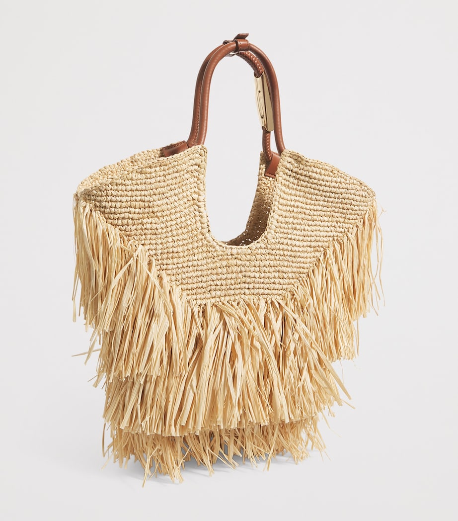 Small Raffia Fringe Tote Bag NATRUAL NAT Image 3