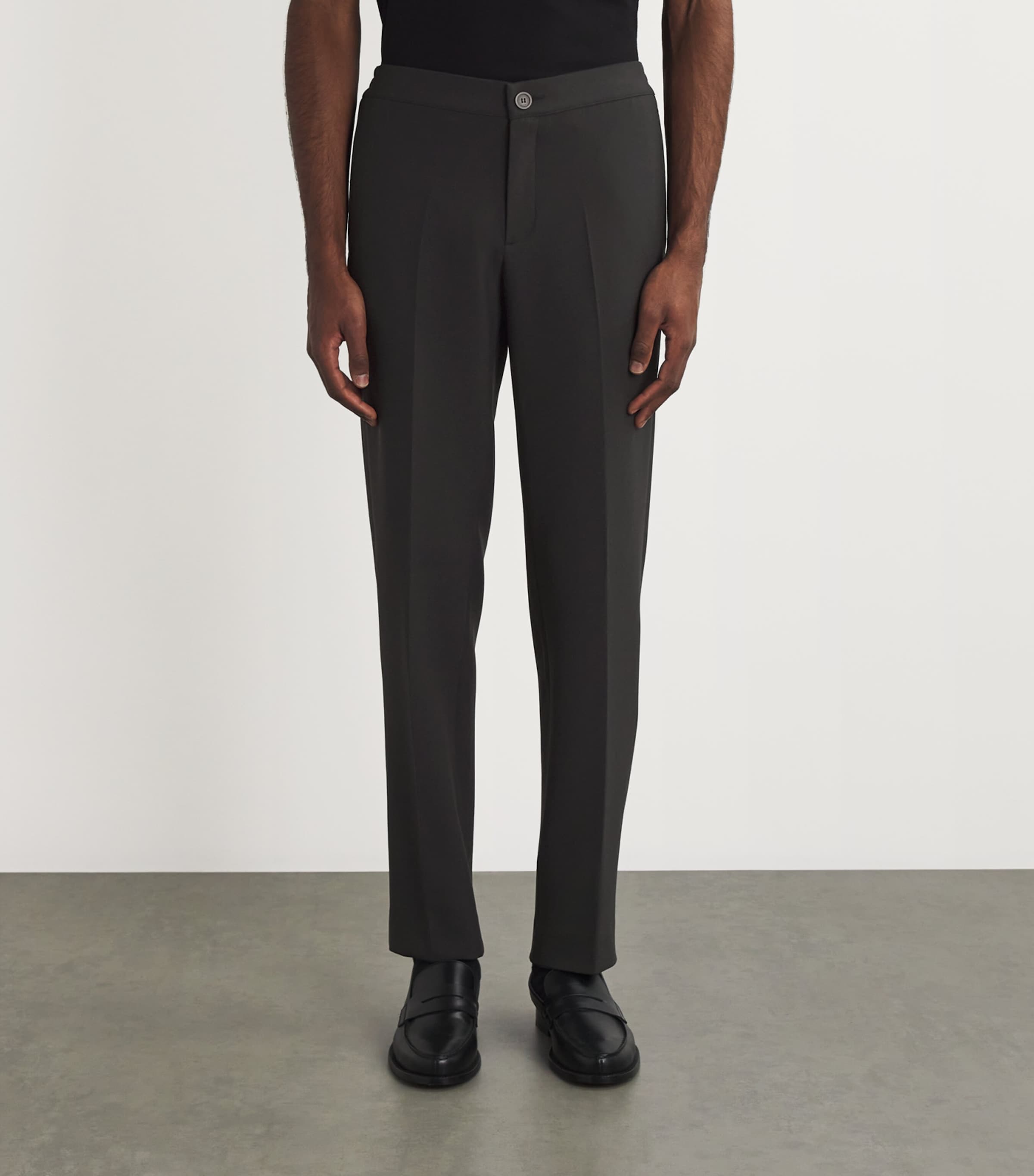 Jersey Straight Tailored Trousers DARK GREY Image 3
