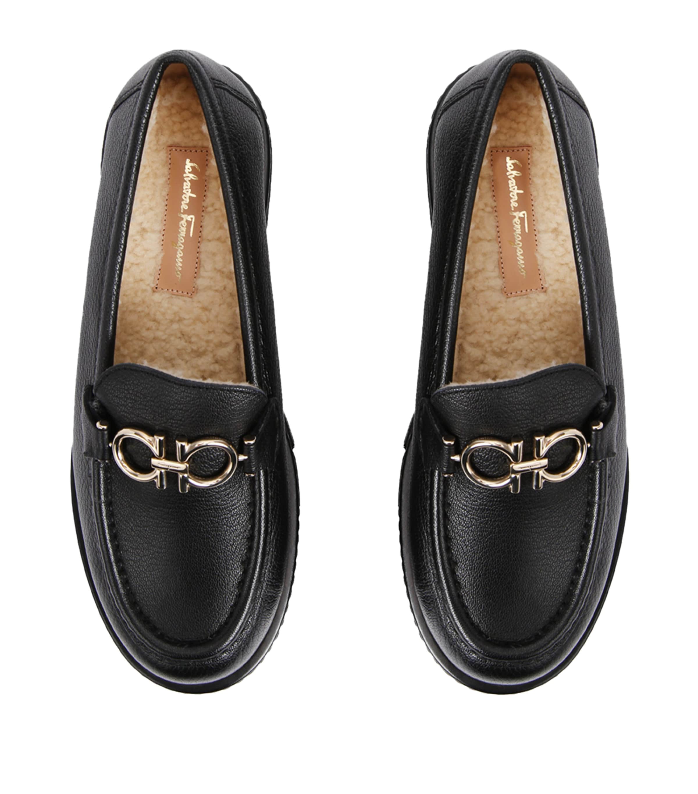 Salvatore Ferragamo Leather Shearling-Lined Rolo Lug Loafer