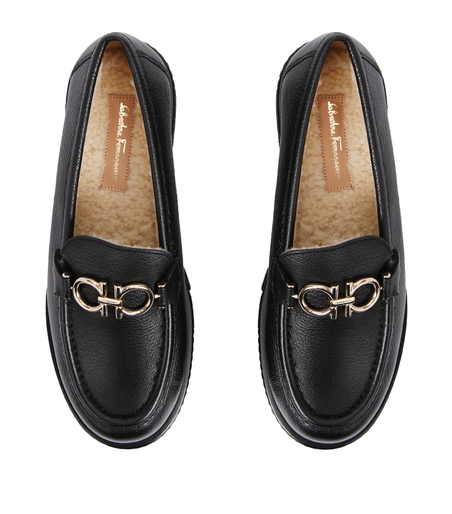 Leather Shearling-Lined Rolo Lug Loafer BLACK Image 4