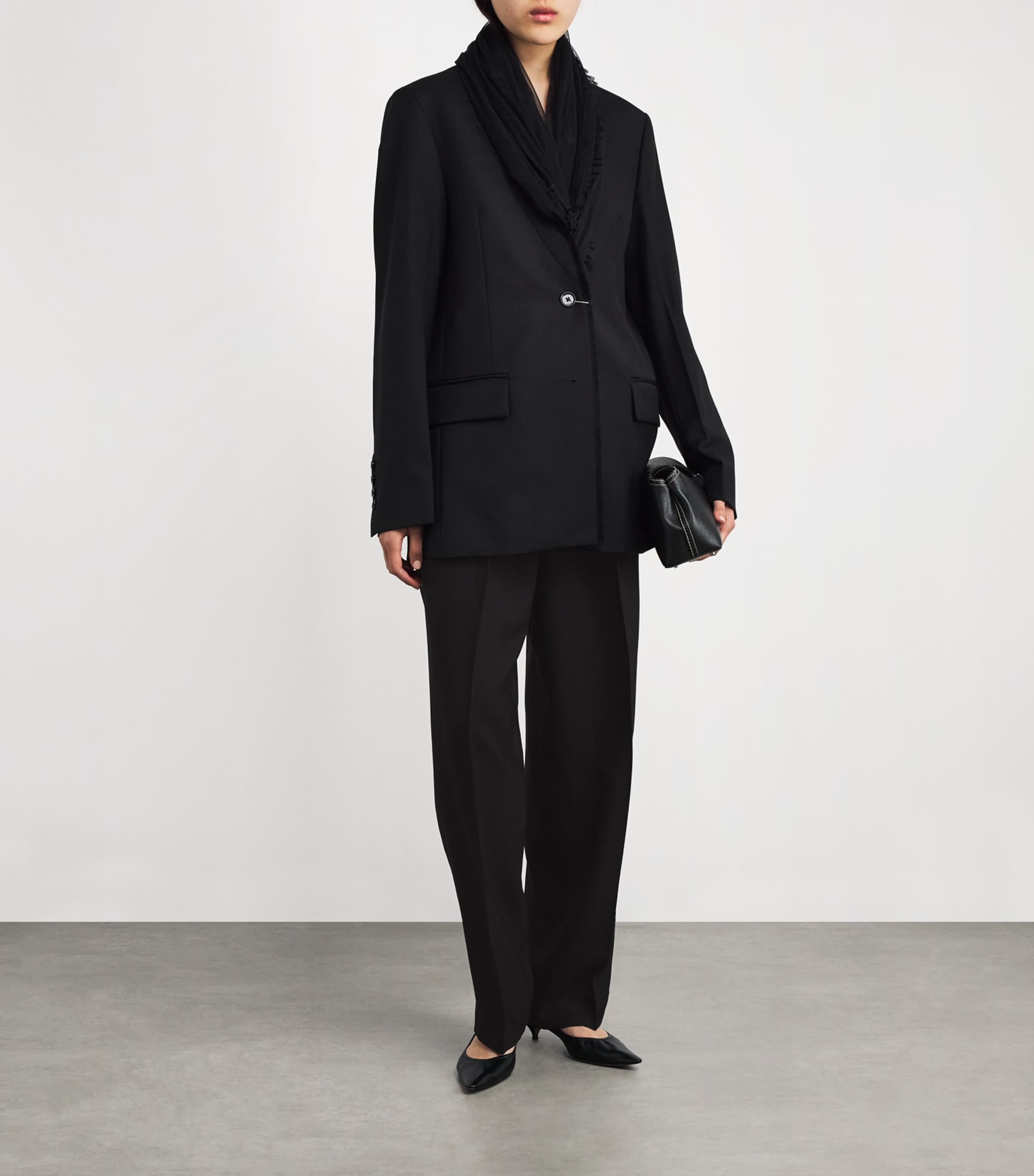 Toteme Womens Double-Pleat Straight Trousers Black Image 2