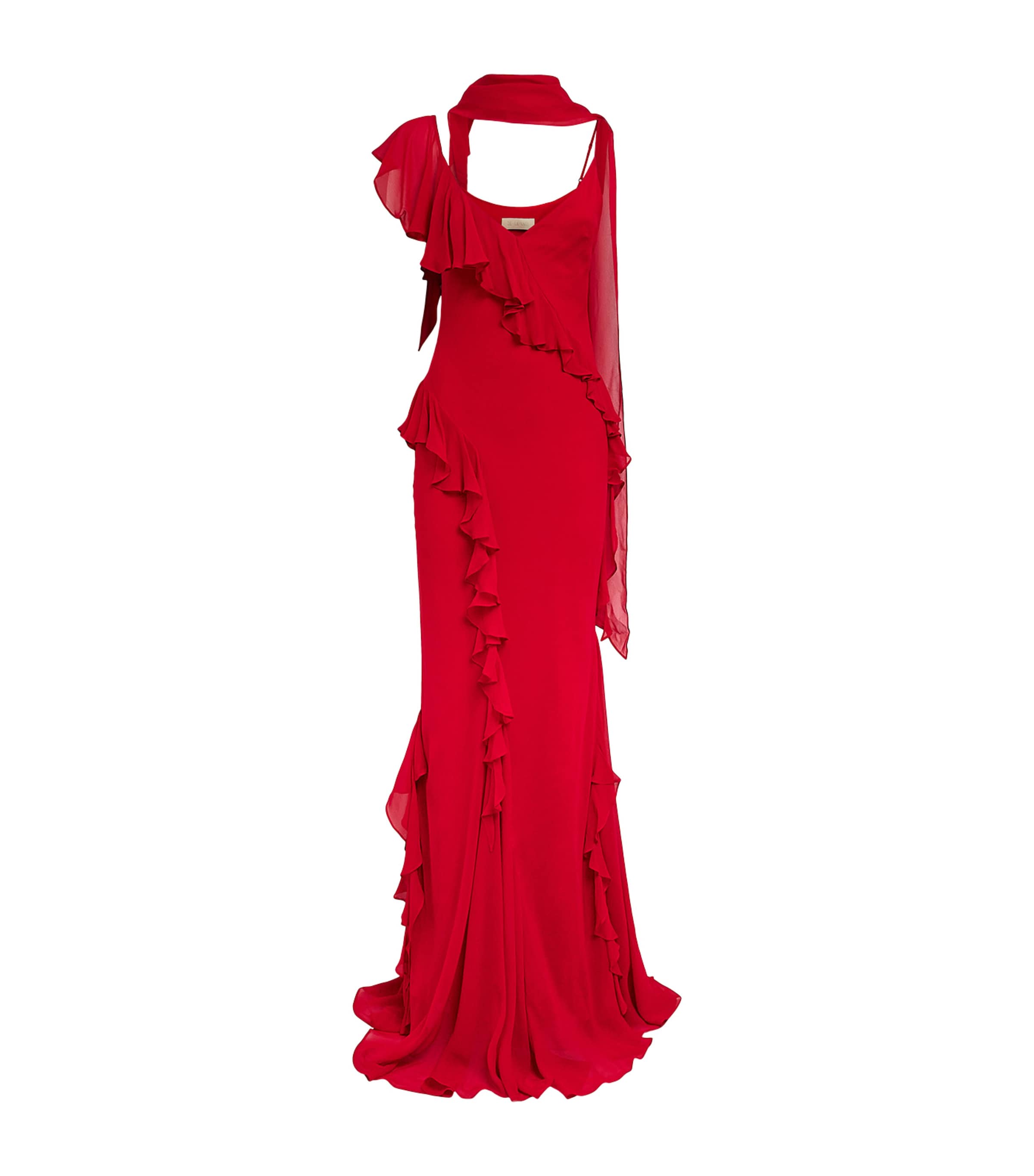 De La Vali Womens Chiffon Mayara Maxi Dress Ruby Red Image 1