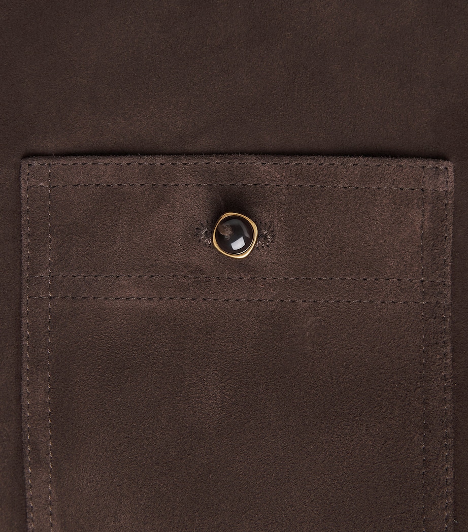 FRAME Womens Suede Safari Tent Mini Dress Dark Brown Image 7
