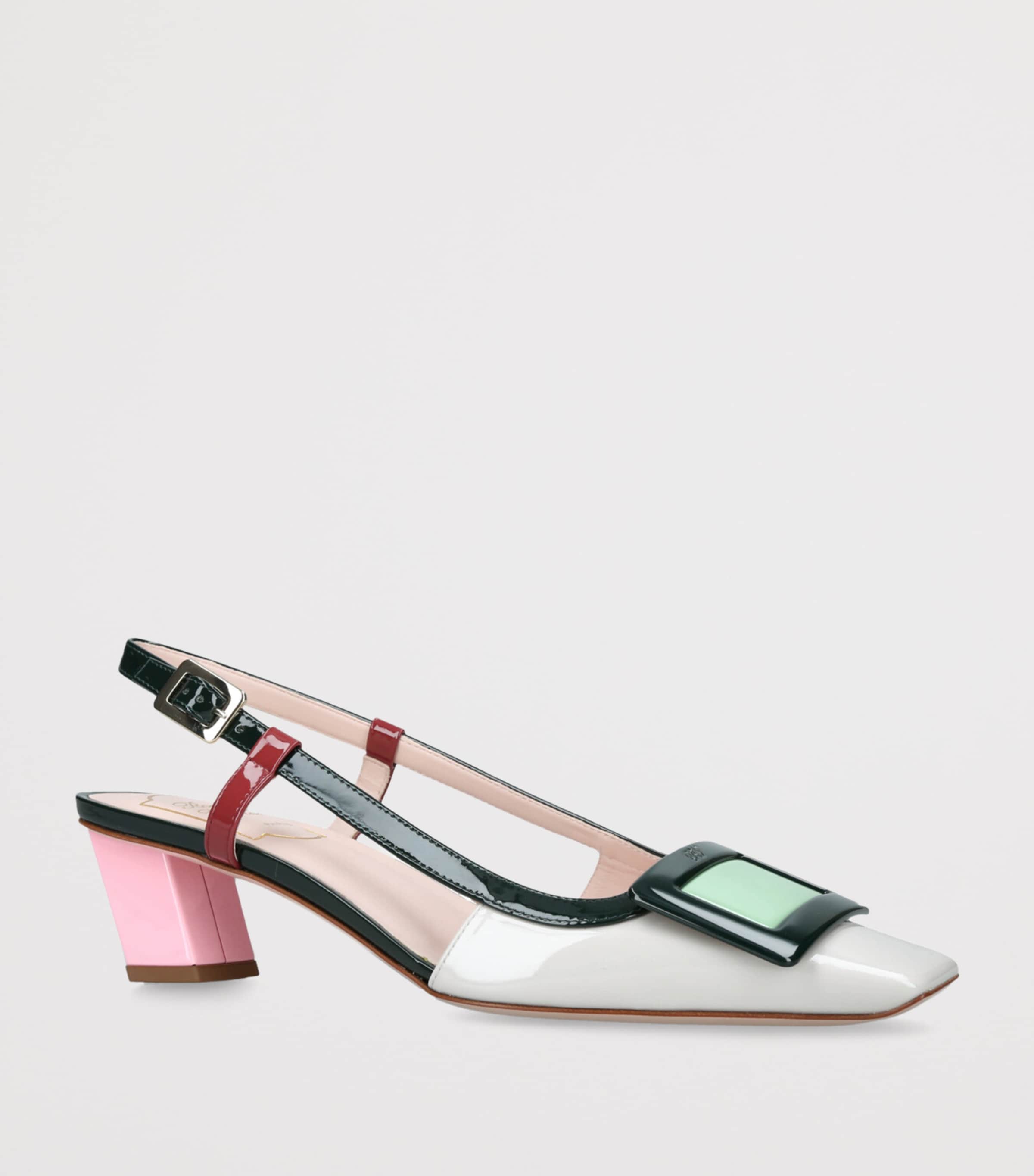 Roger Vivier Leather Belle Vivier Slingback Pumps 45 Pink Comb Image 3