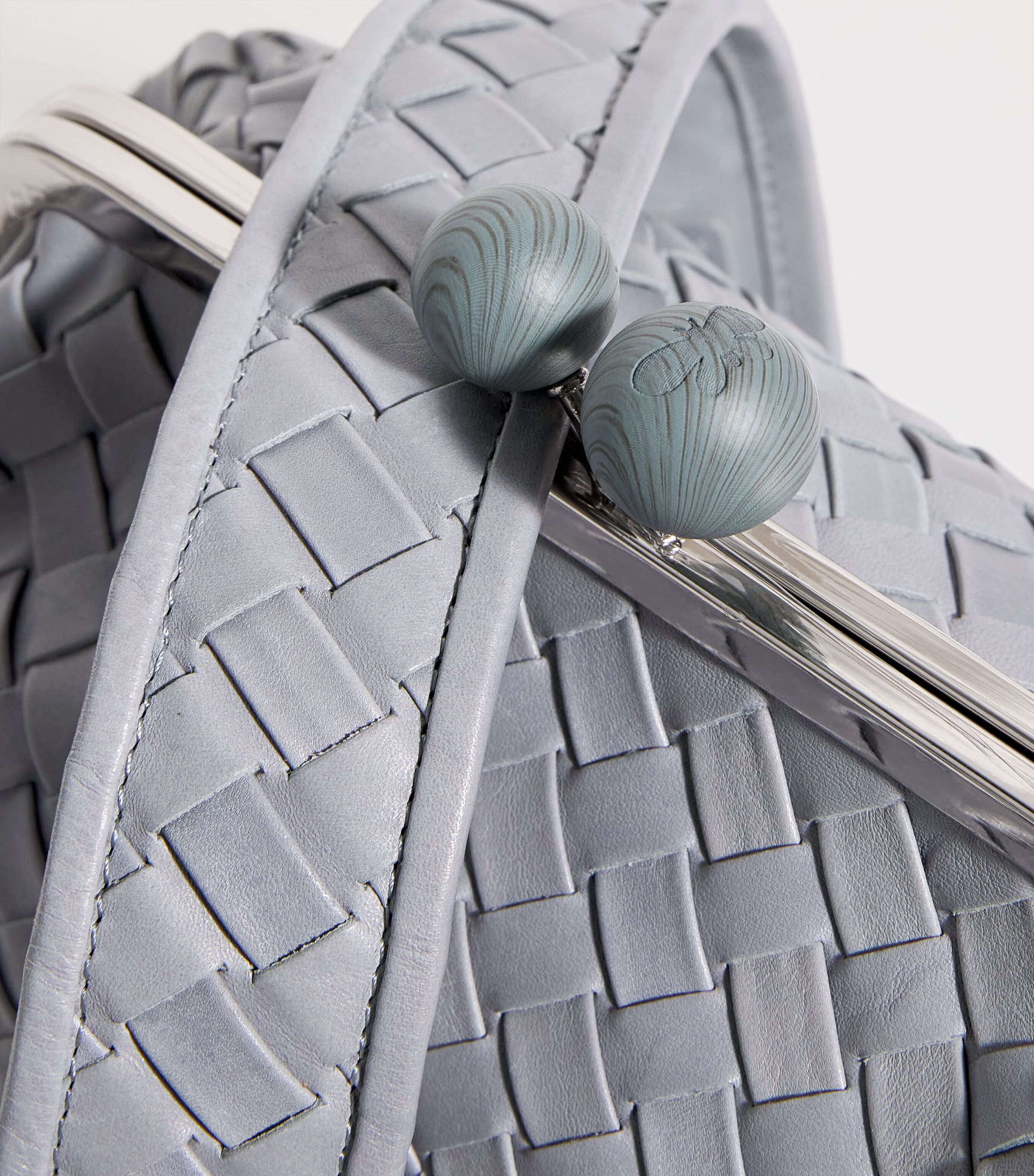 Medium Woven Leather Pasticcino Clutch Bag LIGHT BLUE Image 6