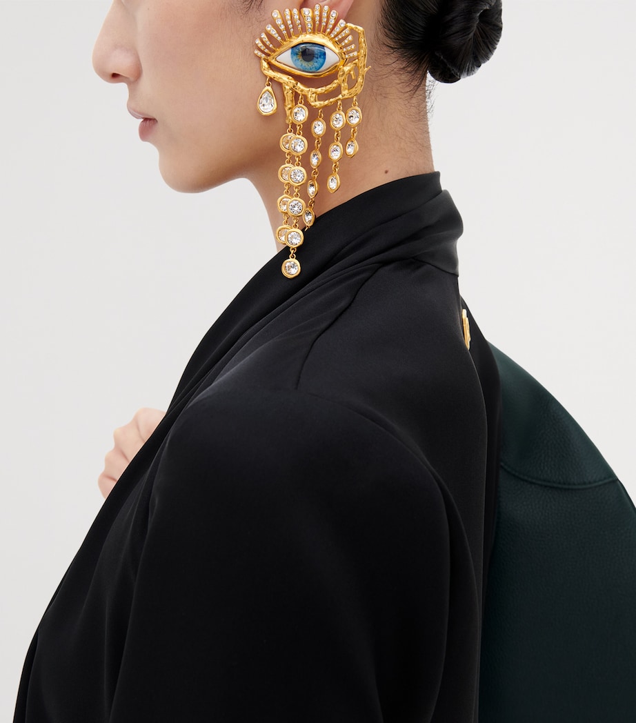 Schiaparelli Gaze Pendant Drop Earrings Or/strasse Image 5