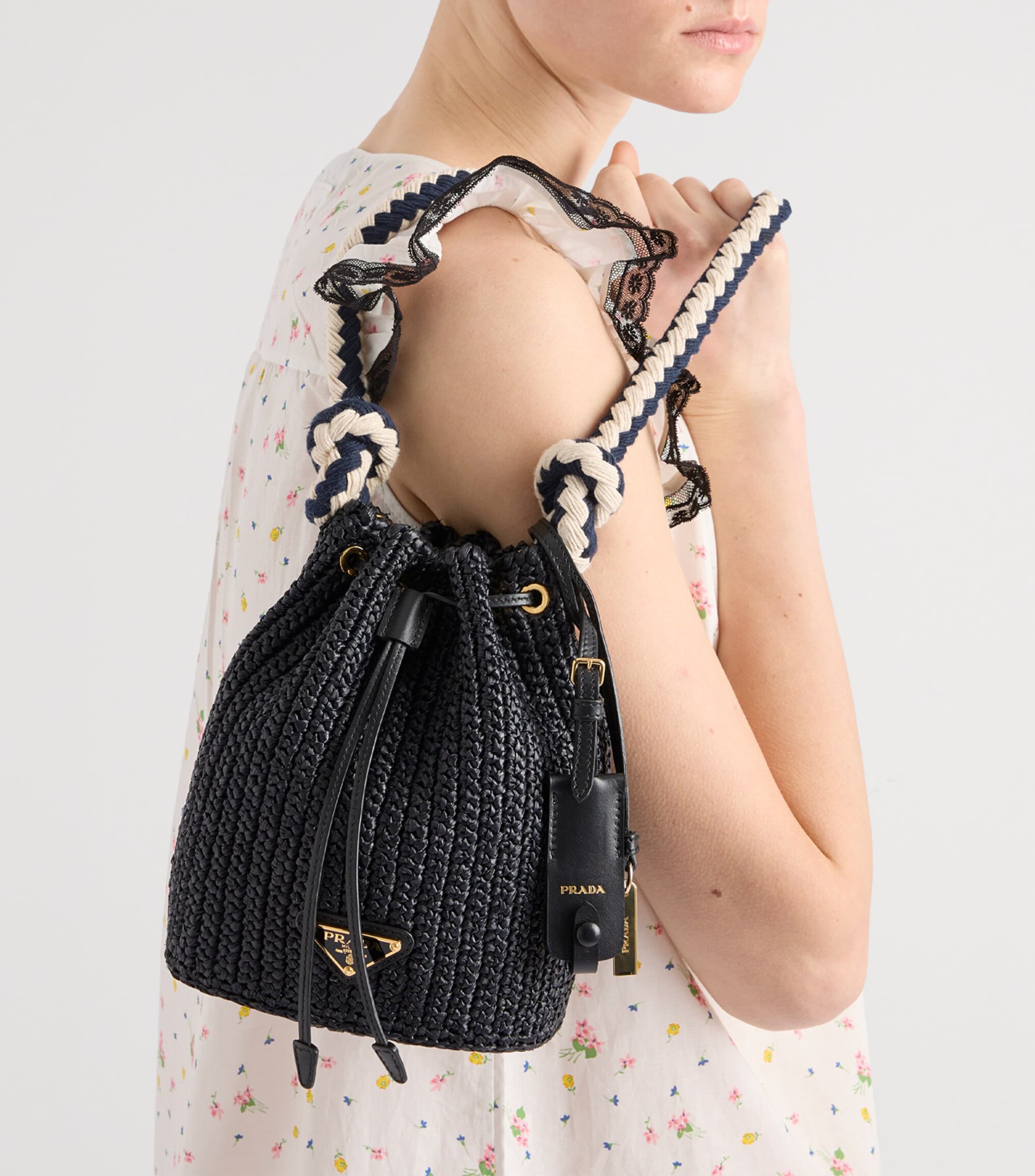 Prada Mini Crochet Bucket Bag | Harrods UK