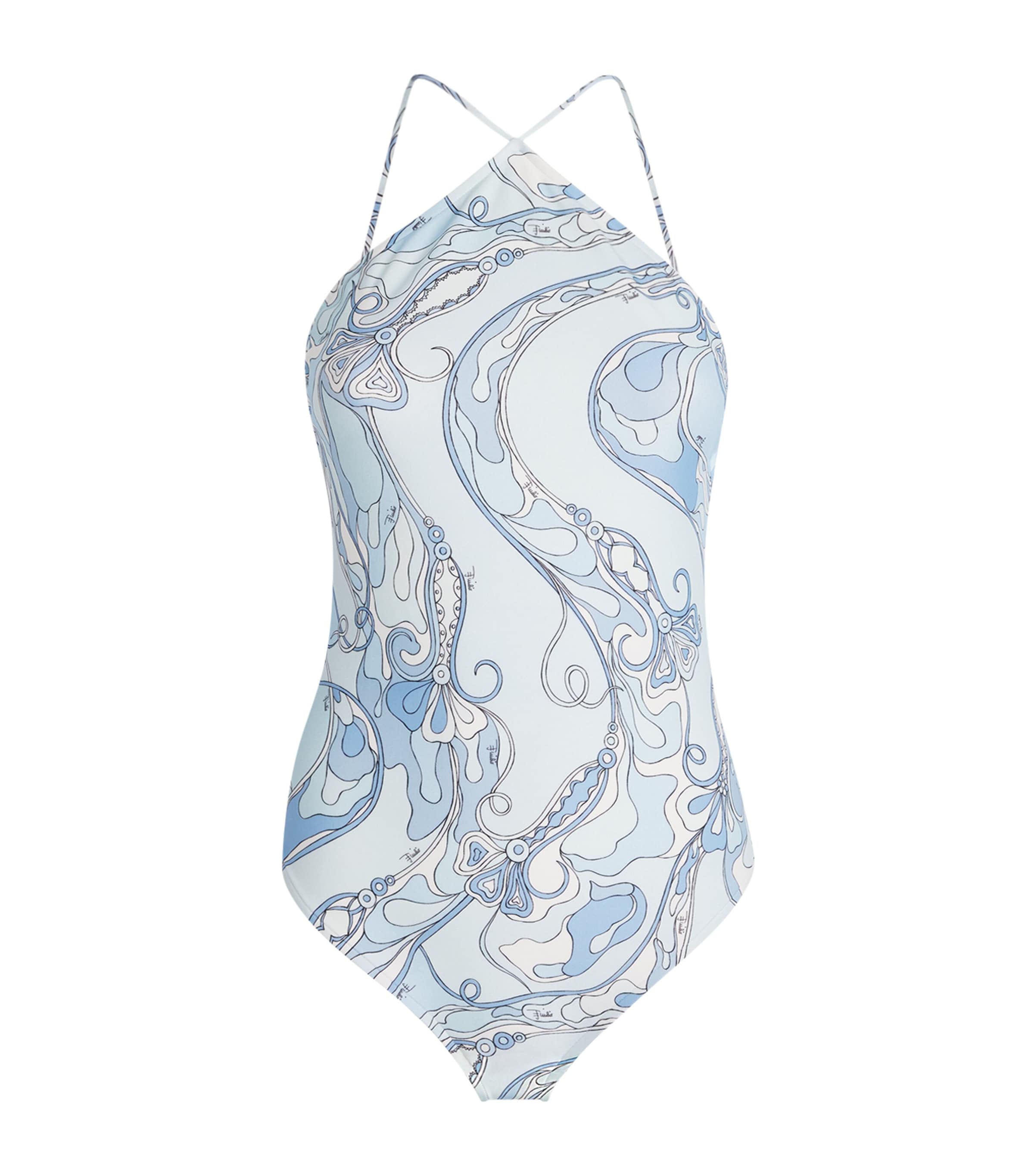 PUCCI Womens Orchidee Halterneck Swimsuit Pale Image 1