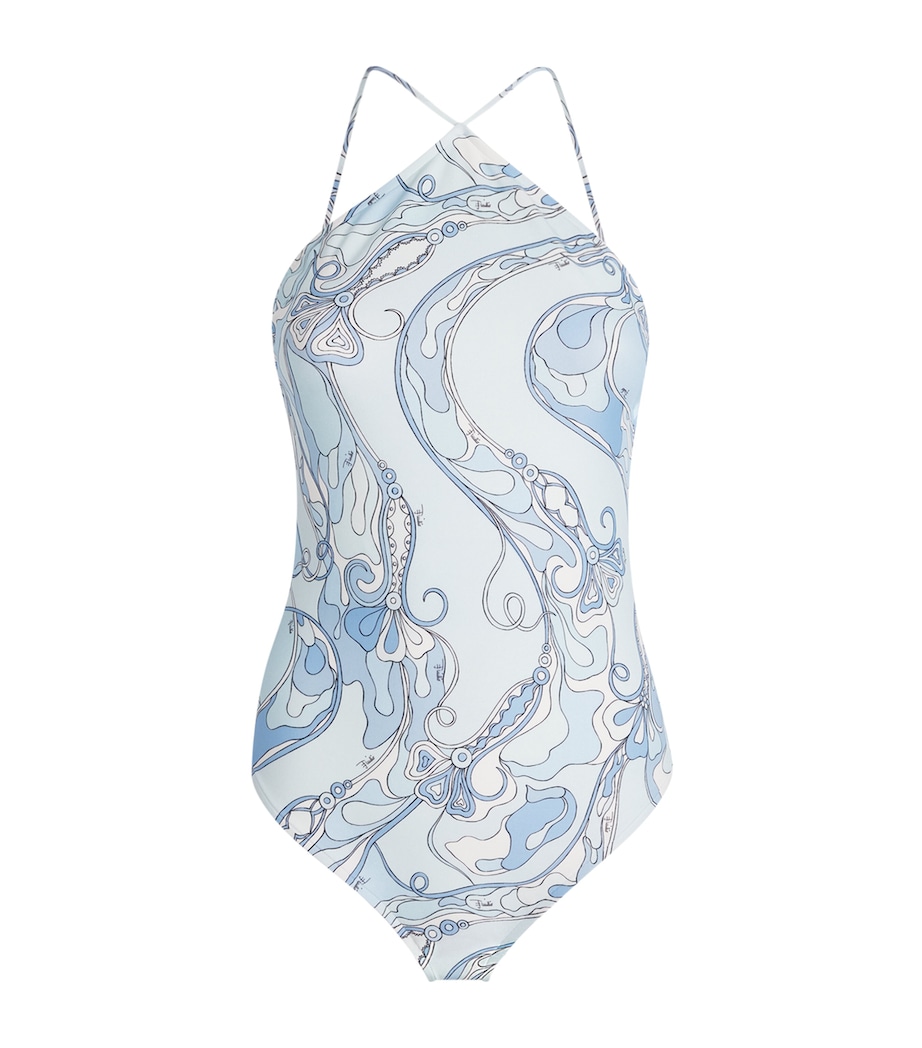 PUCCI Womens Orchidee Halterneck Swimsuit Pale Image 1