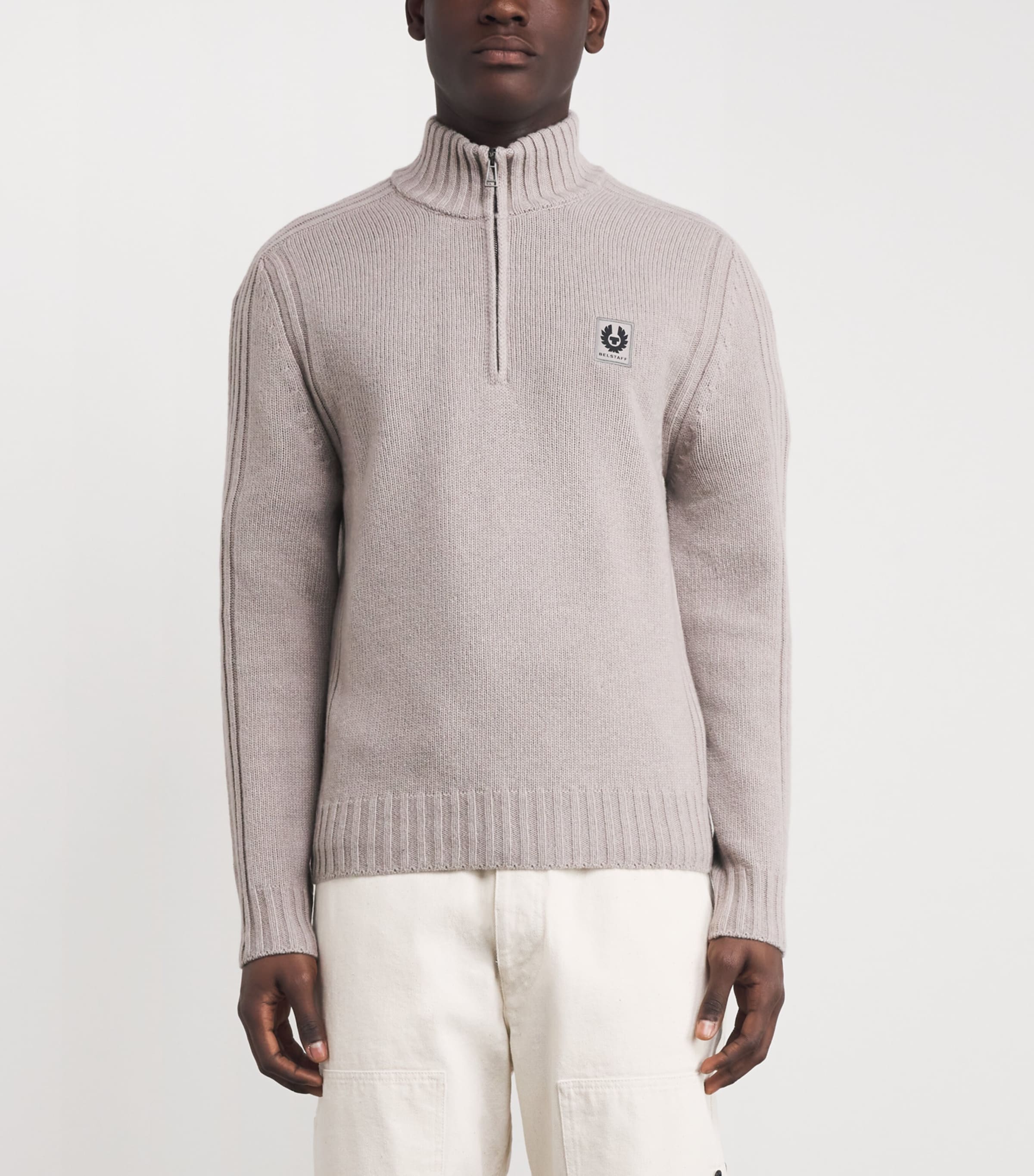 Wool Watch Quarter-Zip Sweater CMTGYCEMENT GREY Image 3