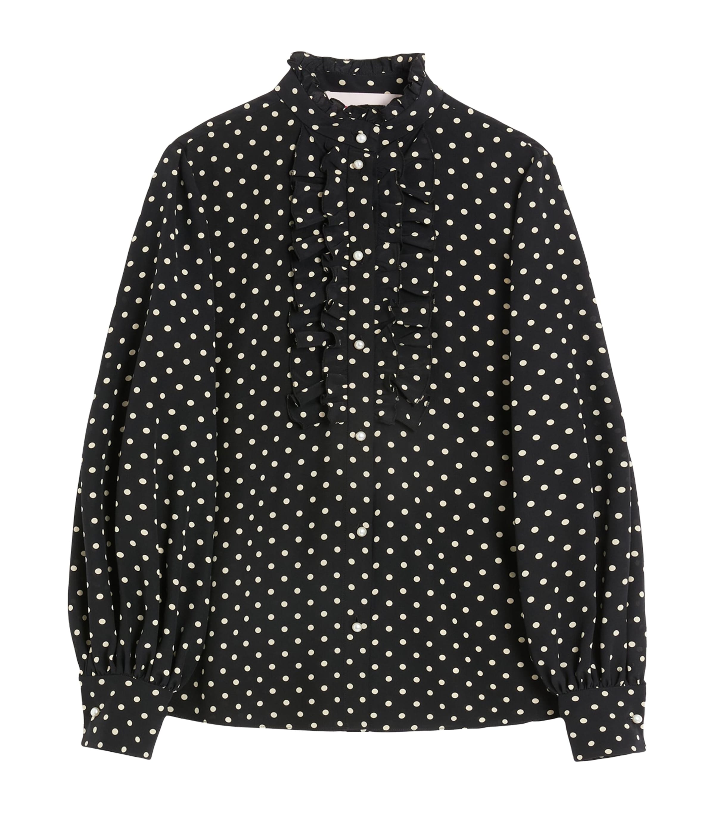 Valentino Silk Polka-dot Blouse In Black