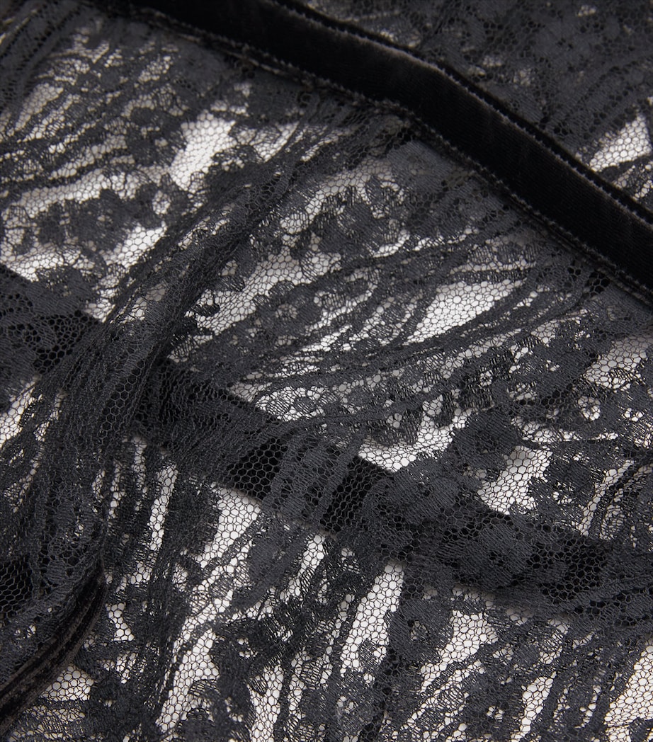 Velvet-Trim Lace Kiana Bodysuit BLACK Image 4