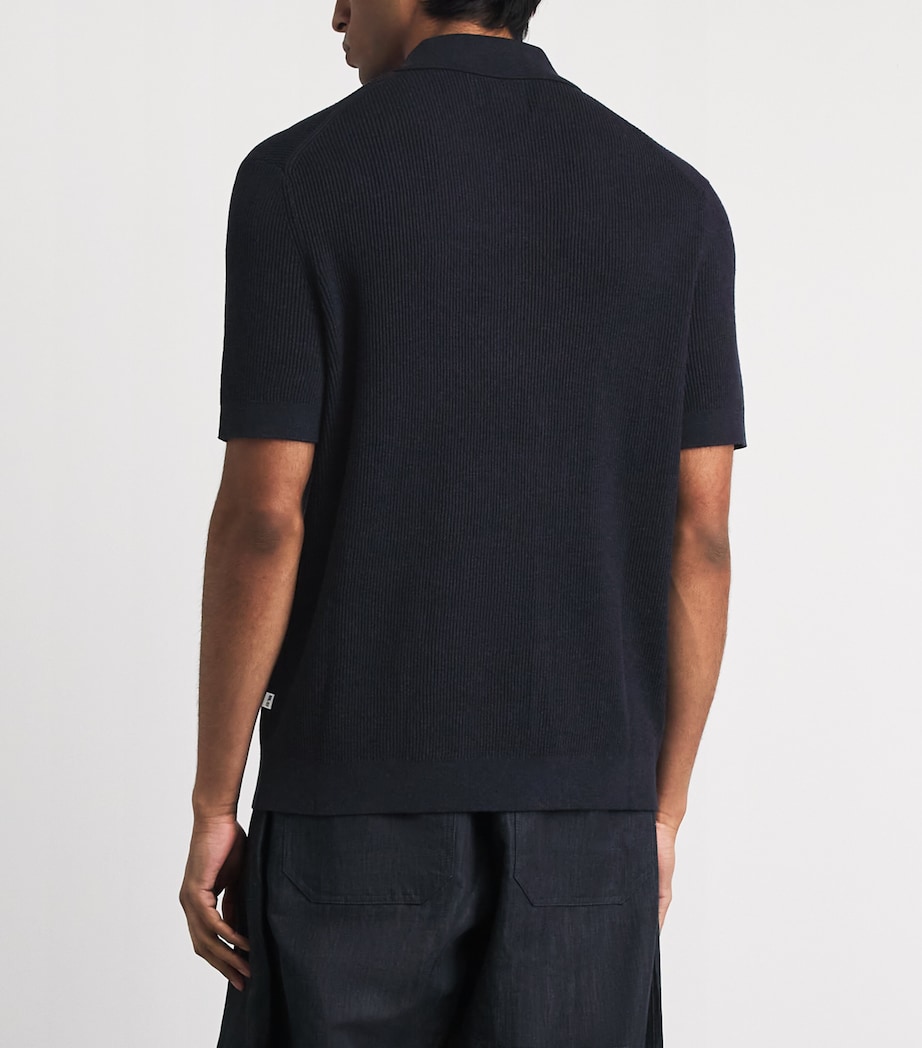 NN07 Mens Hansie Half-Zip Polo Shirt Navy Melange Image 5