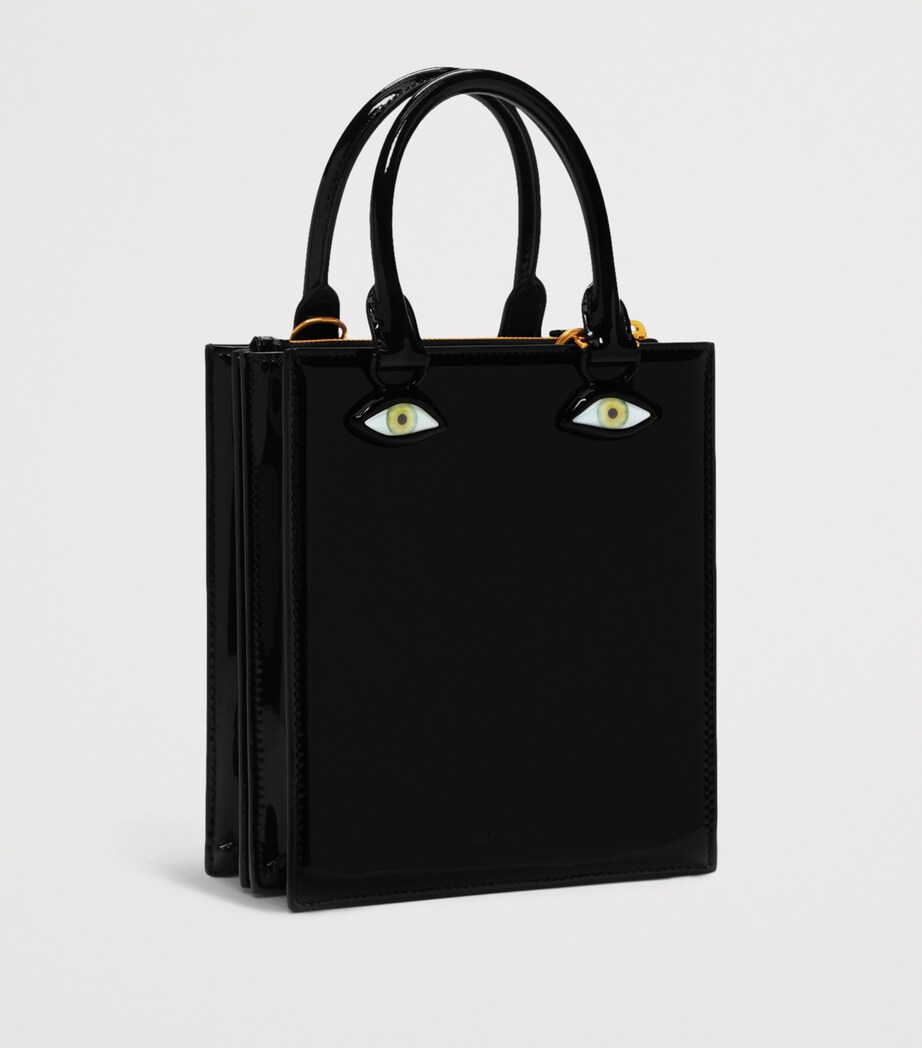 Schiaparelli Patent Calfskin Face Top-Handle Bag Black Image 4