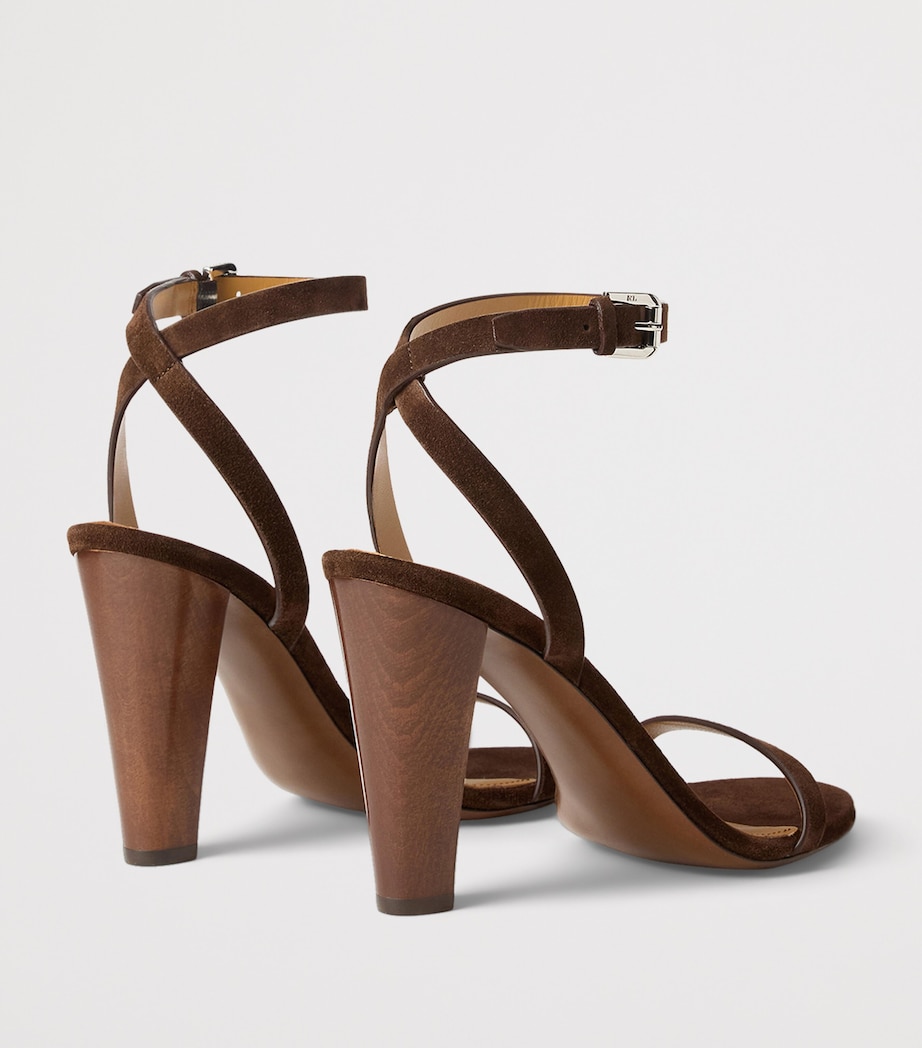 Ralph Lauren Collection Suede Graison Heeled Sandals 95 Luggage Brown Image 3