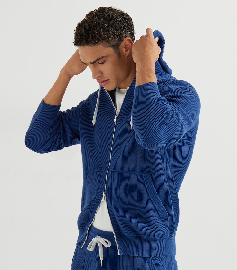 Brunello Cucinelli Mens Cotton Knitted Hoodie Image 3