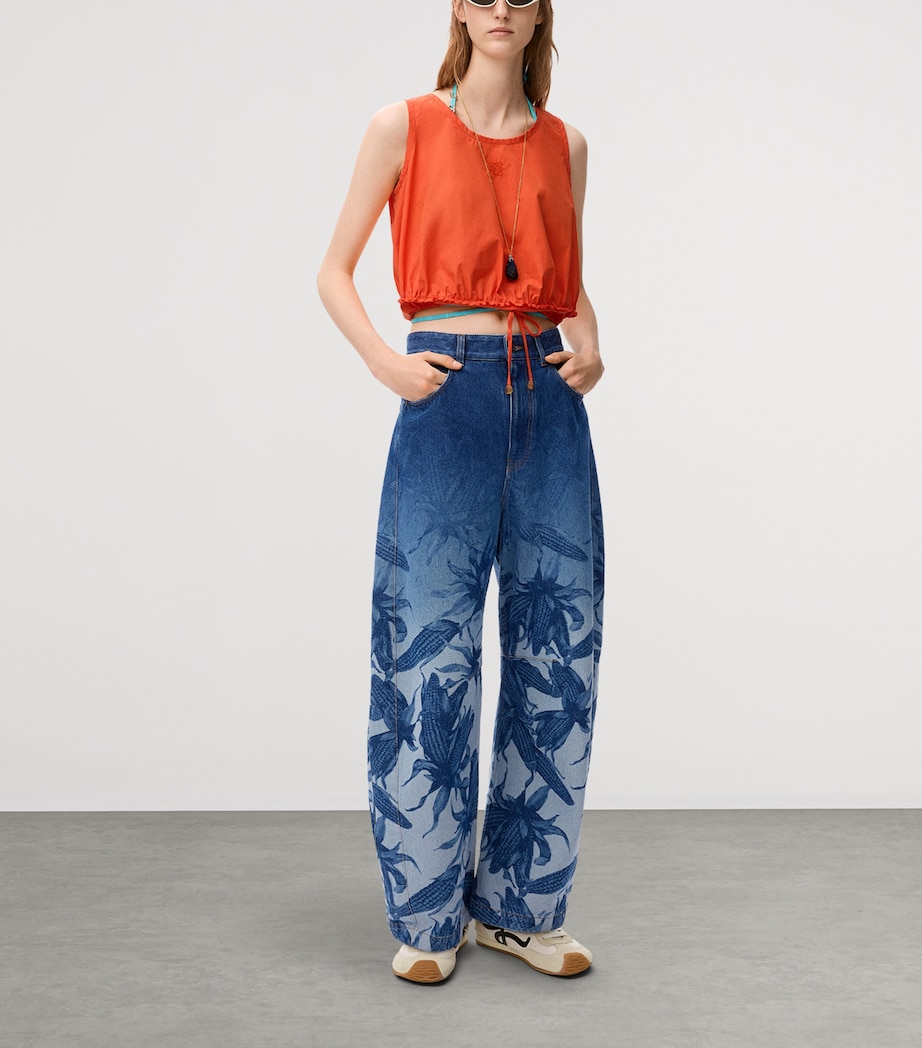 LOEWE Womens x Paula’s Ibiza Anagram Barrel Jeans Denim Blue Image 2