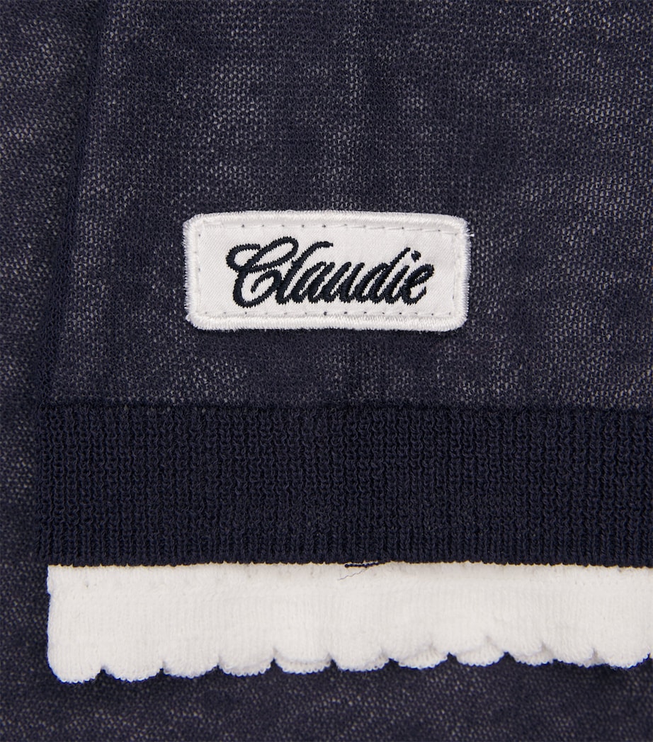 Claudie Pierlot Womens Cotton-Blend Contrast-Knit Sweater Ink Image 6