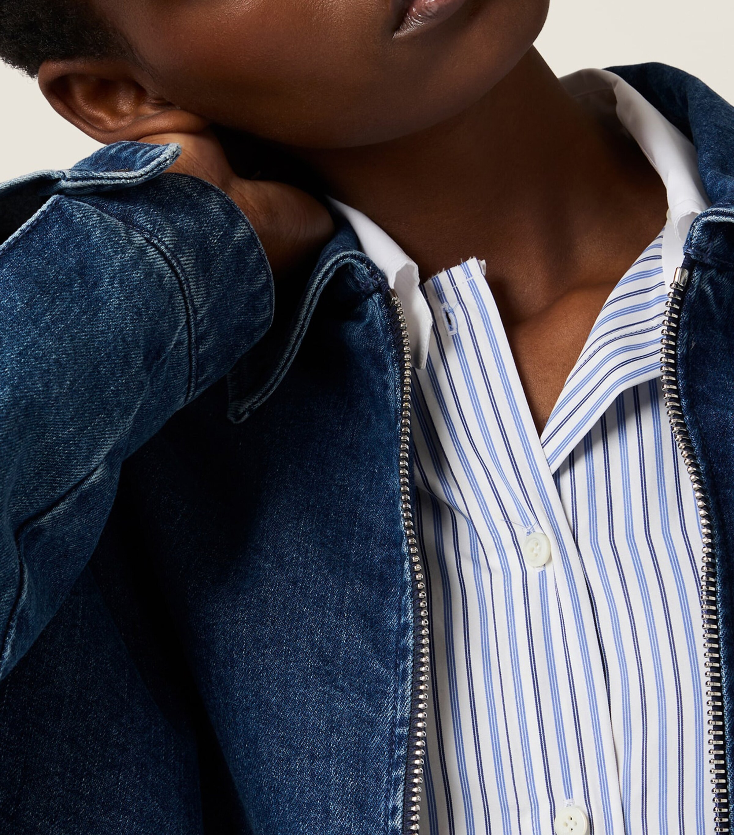 Denim-Cashmere Jacket F0008 Image 4