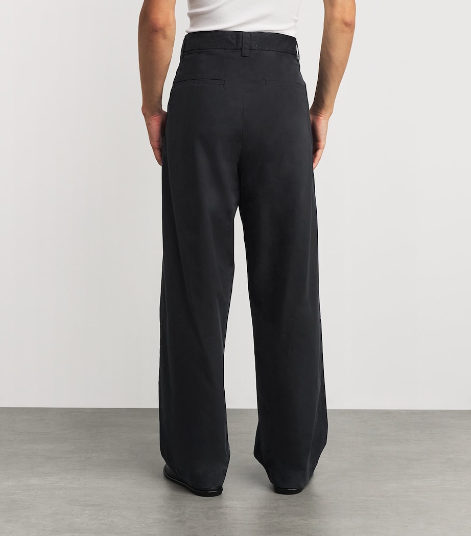AGOLDE Mens Cotton Pleated Slater Trousers Reservoir Dk Charcol Image 4