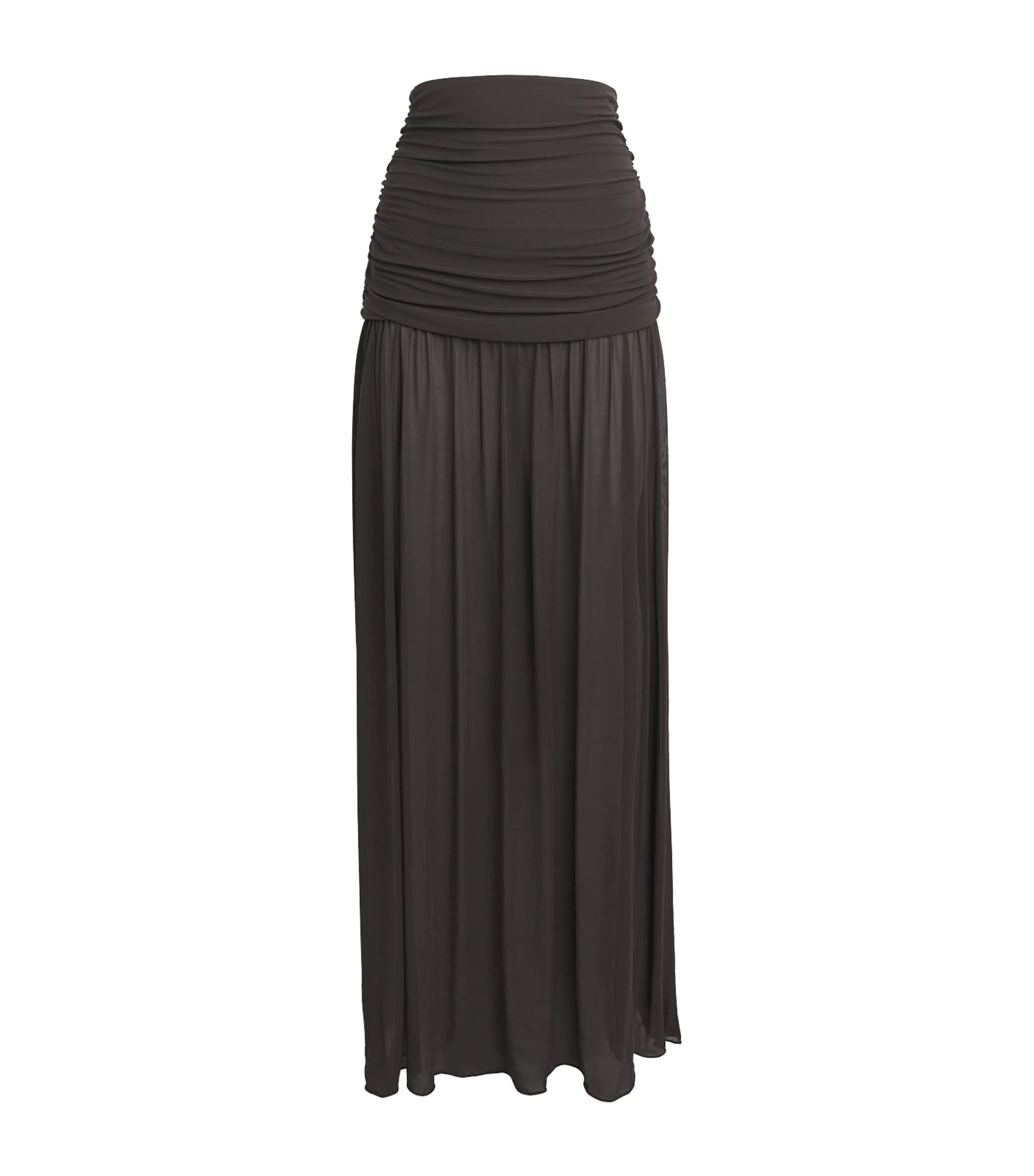 Moré Noir Womens Crepe Nova Maxi Skirt Bitter Chocolate Image 1