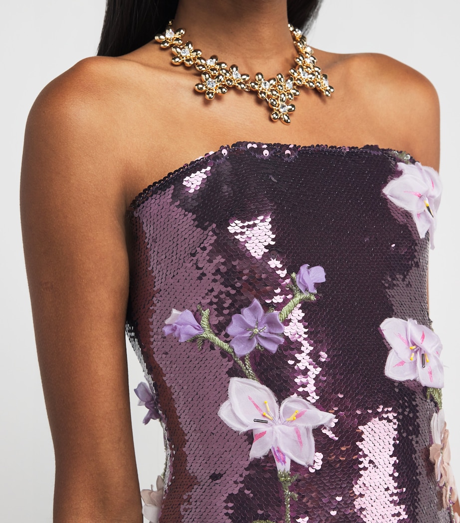 Sequin Floral Column Gown 230-FLORALEMBRSEQUIN Image 6