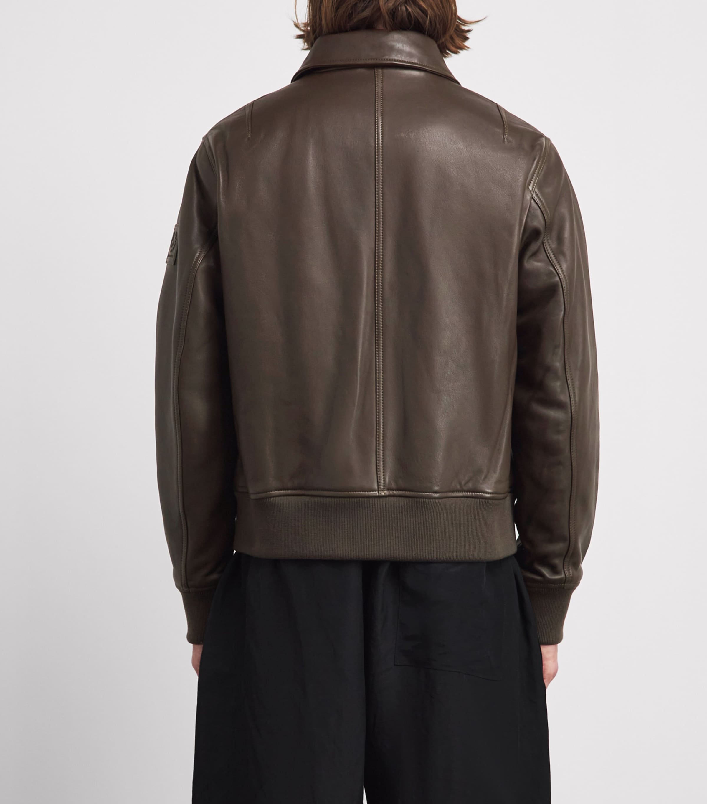 Belstaff Mens Leather Pilot Jacket Faded Olivefdoli Image 5