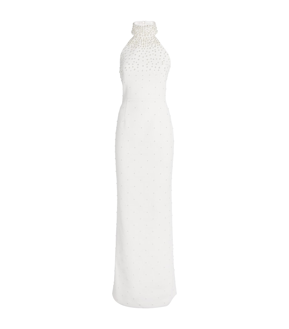 Crêpe Faux Pearl-Embellished La Peregrina Gown IVORY Image 1