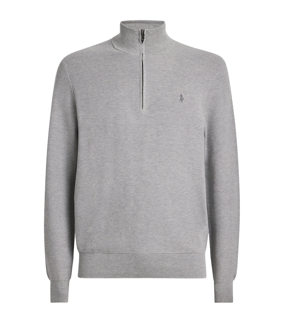 Cotton Half-Zip Sweater GREY Image 1