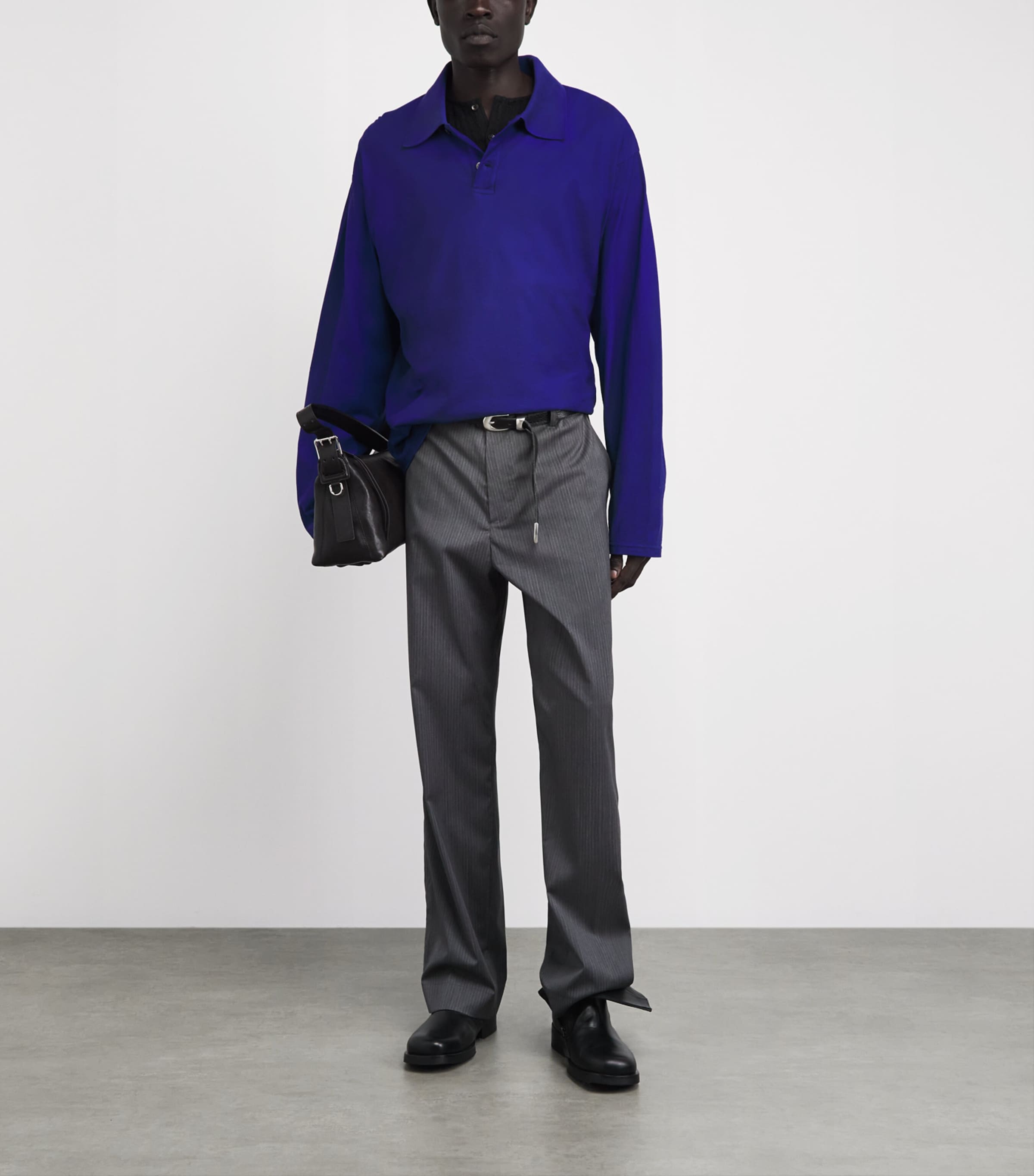 Our Legacy Mens Cotton Polo Shirt Deep Blue Image 2