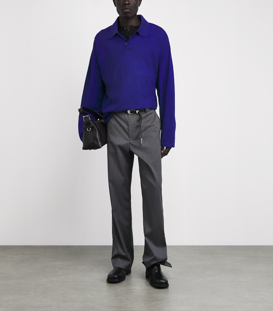 Our Legacy Mens Cotton Polo Shirt Deep Blue Image 2