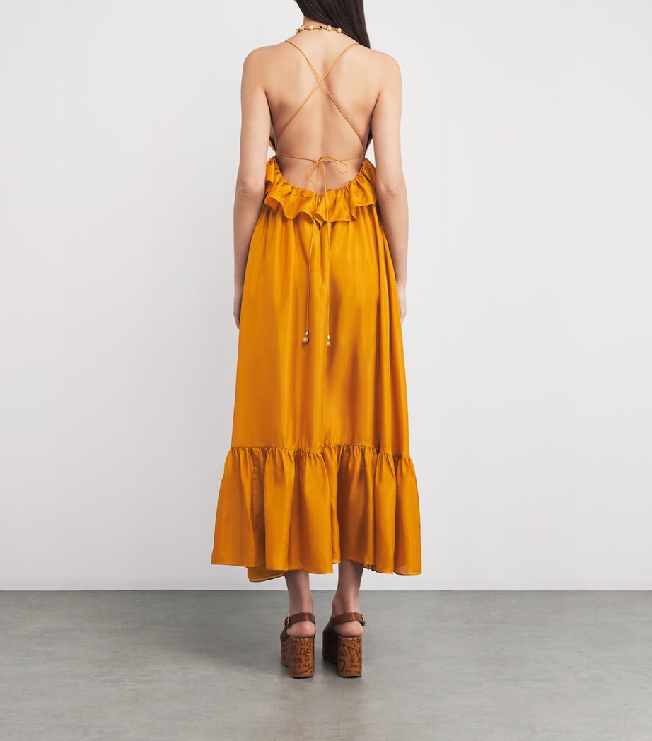 Silk Ruffle Rhiannon Maxi Dress GLD/GOLD Image 3