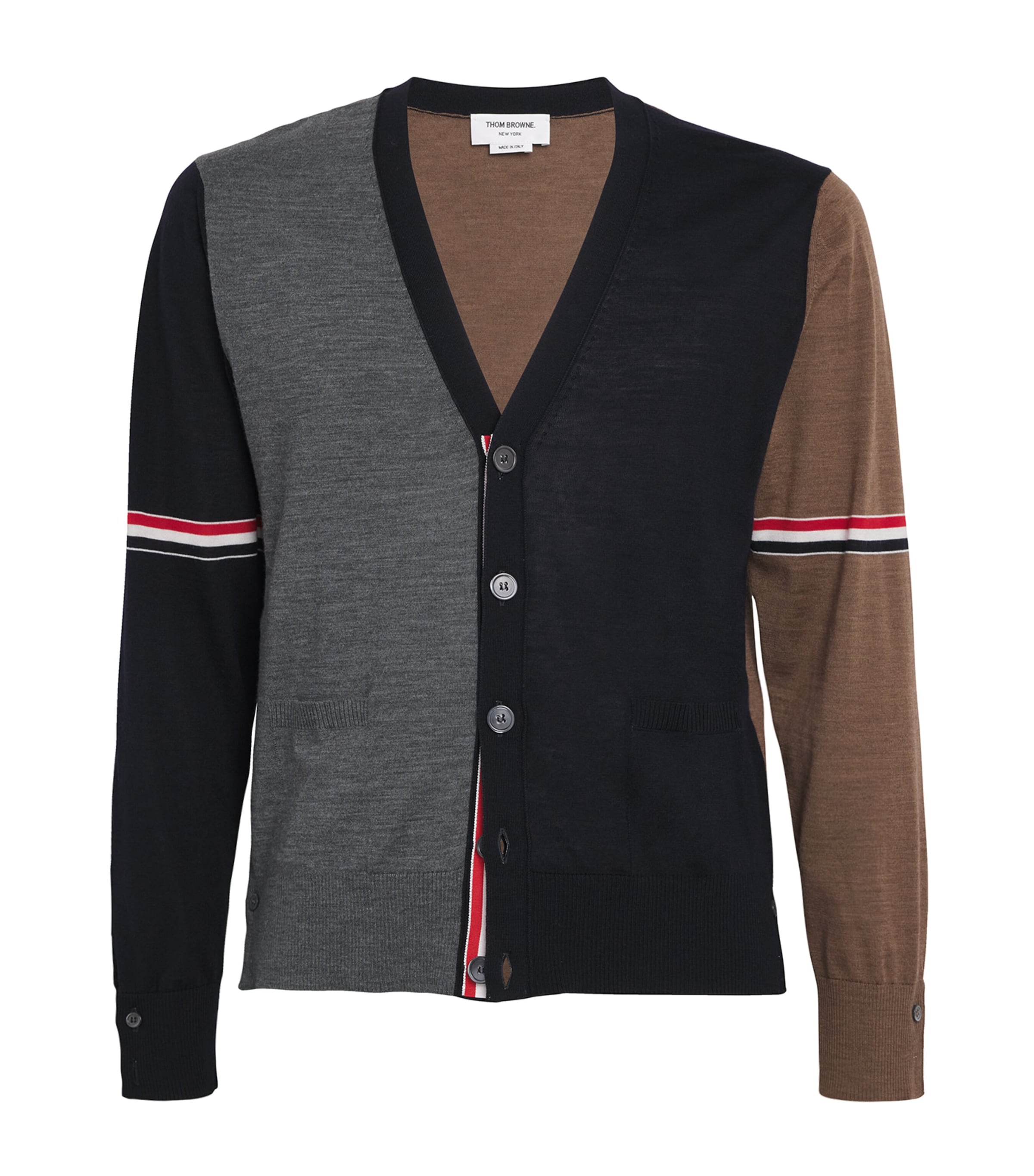 Thom Browne Fun Multicolor Virgin Wool Cardigan In Blue