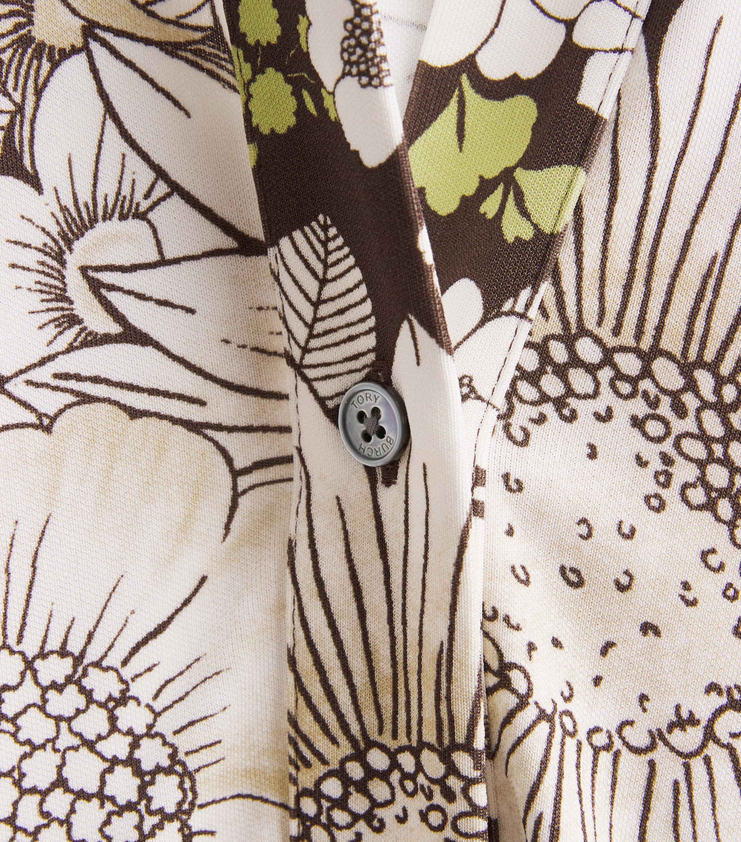 Tory Burch Womens Floral Midi Shirt Dress Brown Floral Image 6