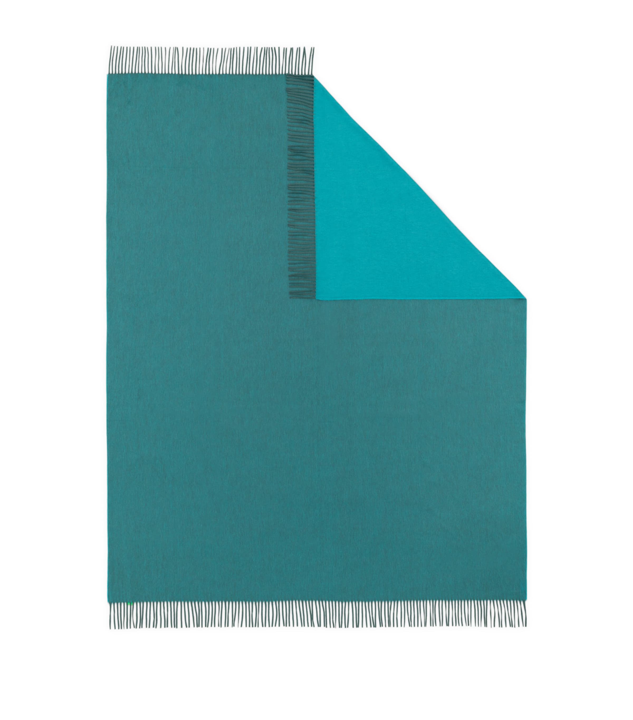 Cashmere Reversible Arran Throw Blanket (147cm x 183cm) SPRUCE TEAL Image 3