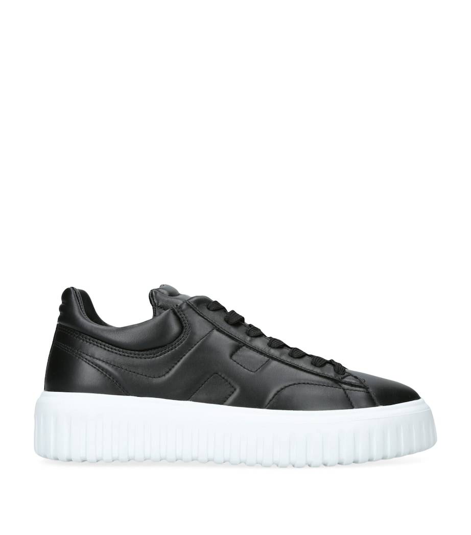 Hogan Leather H-Stripes Tread Sneakers Blk/white Image 1