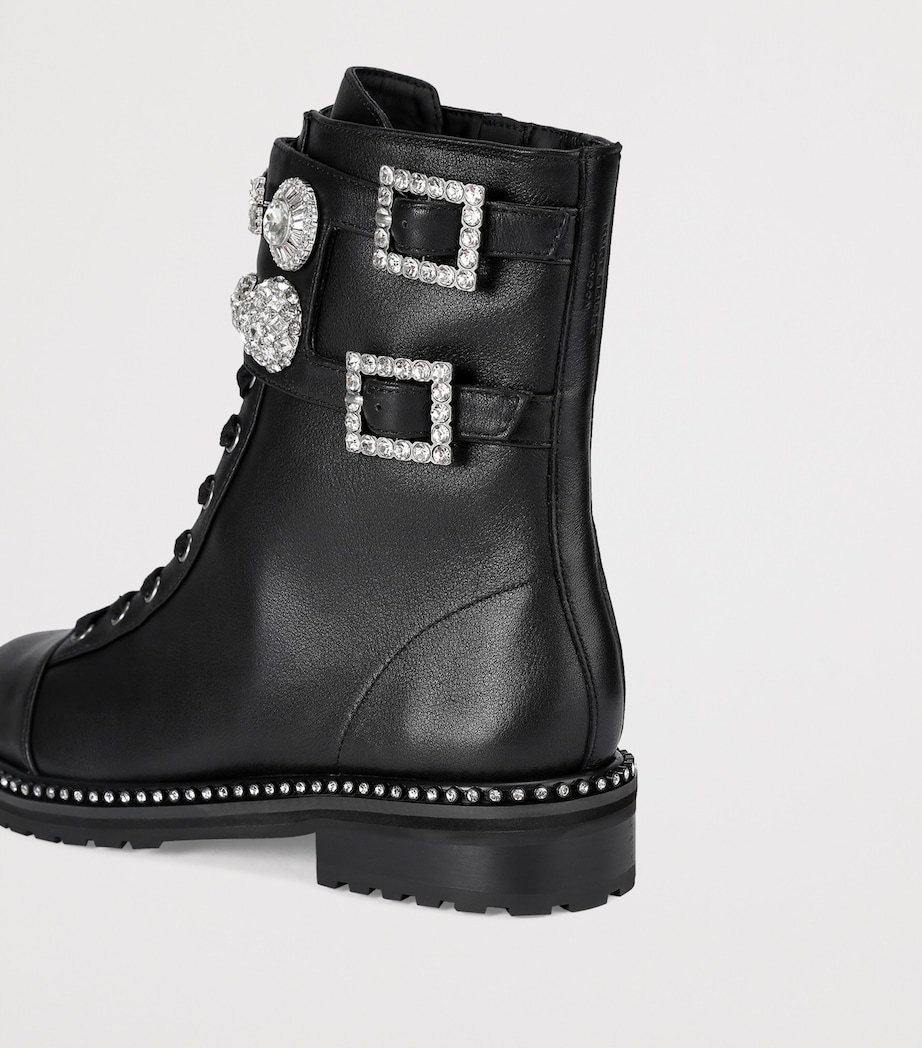 Leather Stoop Lace-Up Boots BLACK Image 2